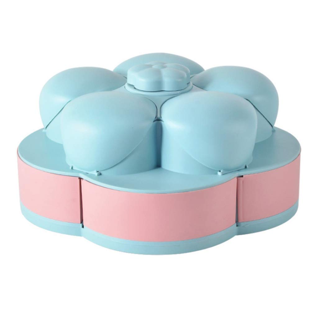 YFQHDD Rotating Petal-Shaped Snack Box - Double Layer Candy & Nut Storage Tray for Weddings, Parties, Home & Office Use | Durable Food Container for Dry Fruits, Sweets & Snacks