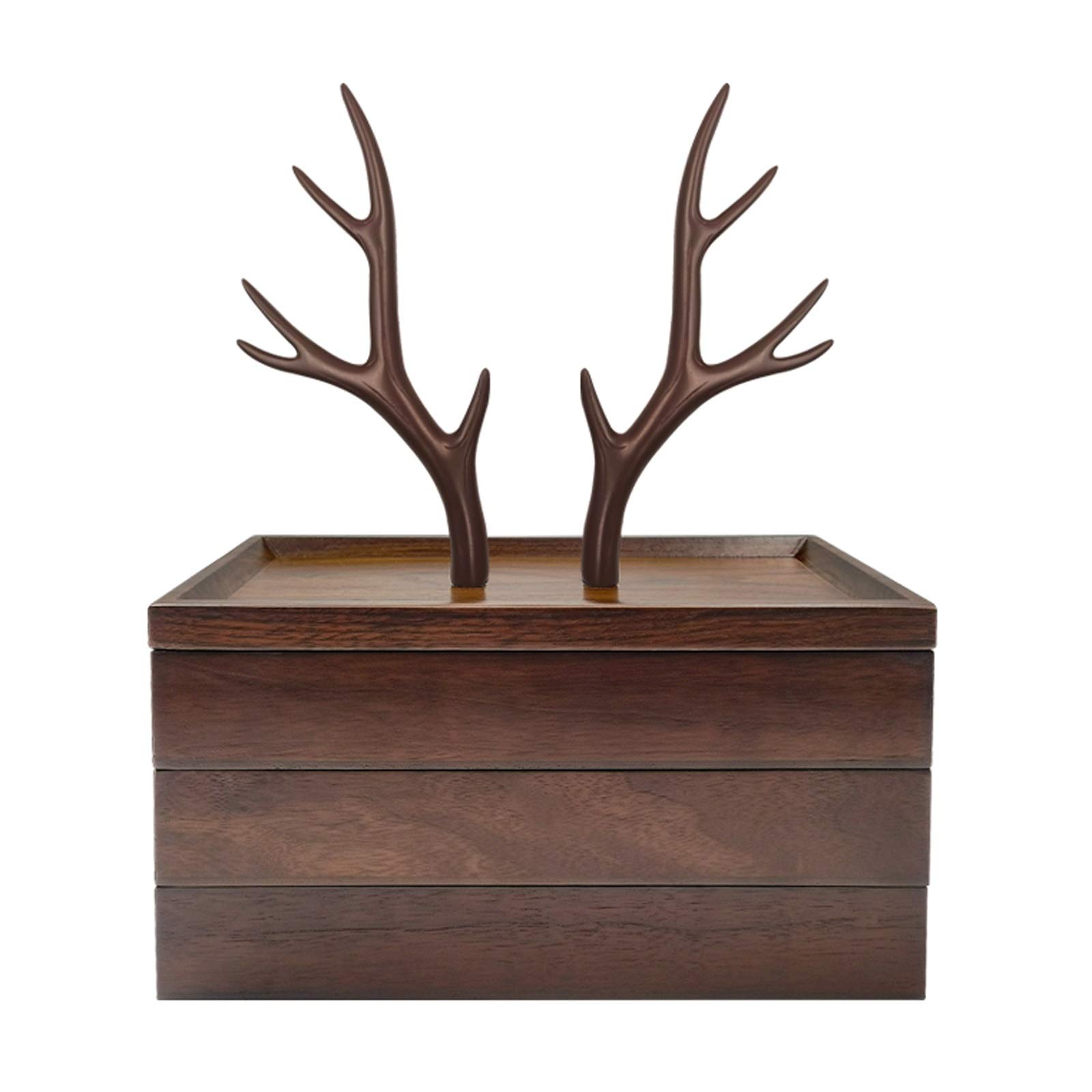 3-Tier Wooden Jewelry Organizer Stand with Resin Accents - Necklace, Bracelet, Earring & Ring Display Case - Perfect Gift for Women & Girls - Ideal for Bedroom Vanity, Closet Organization & Travel Jewelry Storage