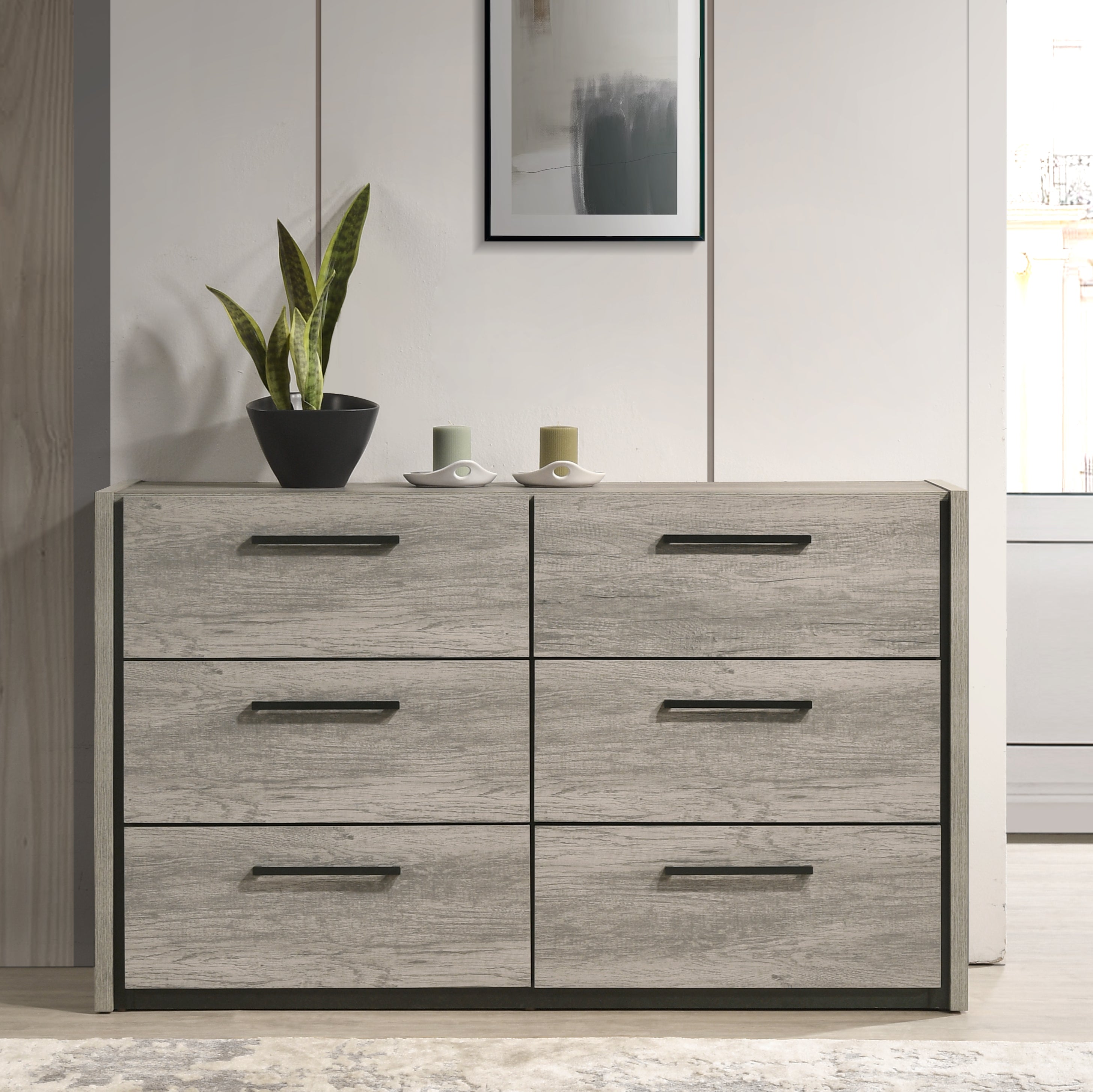 Roundhill Furniture Lenca LED Wallbed Collection - Weathered Gray Queen Size Space-Saving Murphy Bed with Built-In Lighting | Perfect for Small Apartments, Guest Rooms & Studio Living
