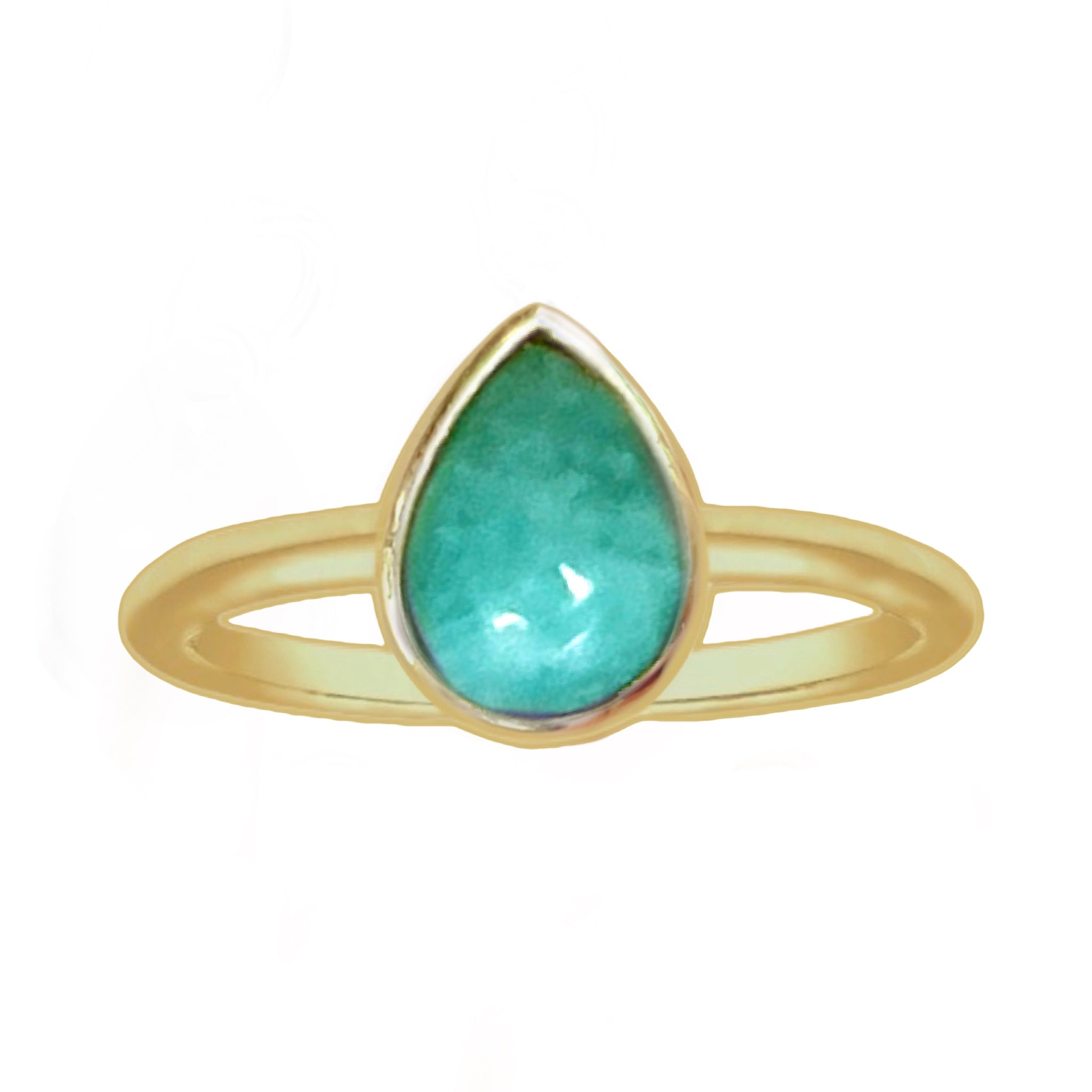 Laihas Mini Tearing Spirit Gold Amazonite Ring - Elegant Healing Crystal Jewelry for Women, Perfect for Meditation, Yoga & Spiritual Healing