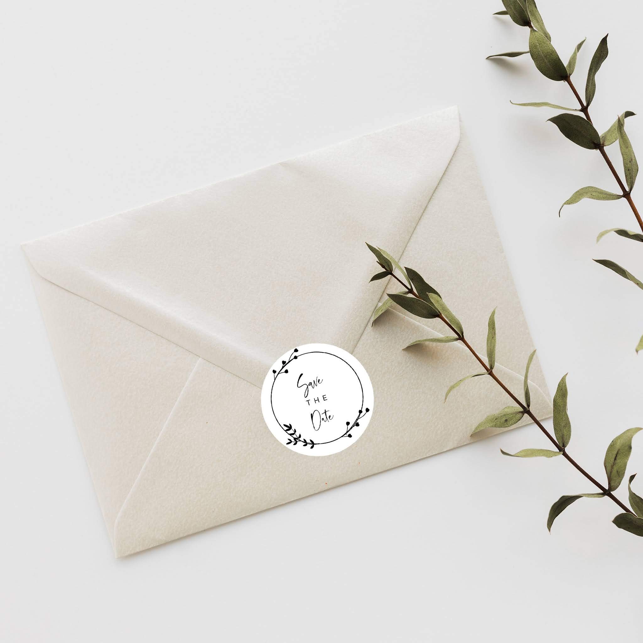 Save The Date Stickers - 2 Inch Round Wedding Invitation Seals, Minimal Cursive Frame Design - 120-Pack for Envelopes, Stationery & DIY Wedding Decor | Perfect for Bridal Showers, Engagement Parties & Anniversary Celebrations