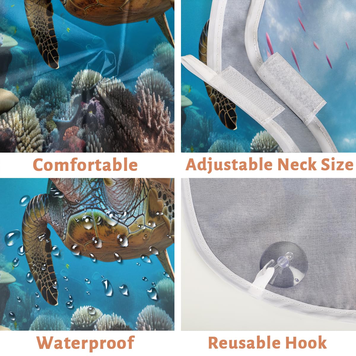 Ocean Turtle Summer Beard Shaving Bib for Men - Waterproof Hair Dye Apron & Makeup Cape - Sink Hair Catcher for Barbers & Home Grooming - Perfect Beard Trimming & Haircut Accessory for Salon, Bathroom & Travel Use