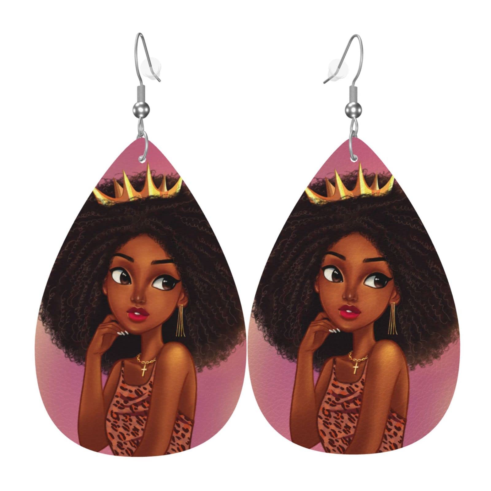 African Style Double-Sided Leather Drop Earrings for Women | Handmade Ethnic Jewelry | Valentine's Day & Birthday Gift for Her | Perfect for Parties, Weddings & Cultural Events