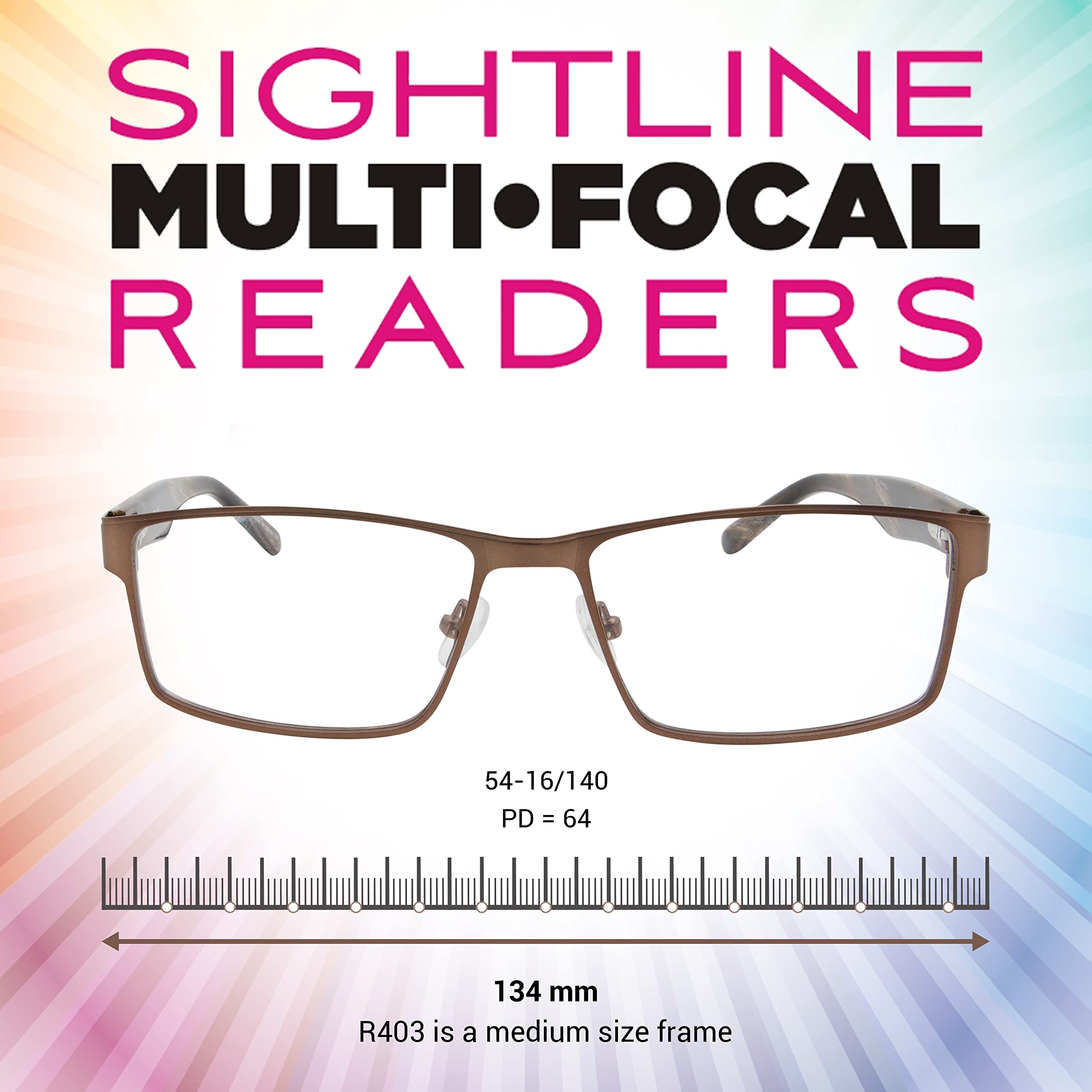 Sightline R403 Medium Fit Multifocus Progressive Power Reading Glasses for Men & Women - Clear Vision for Reading, Computer Work & Daily Activities