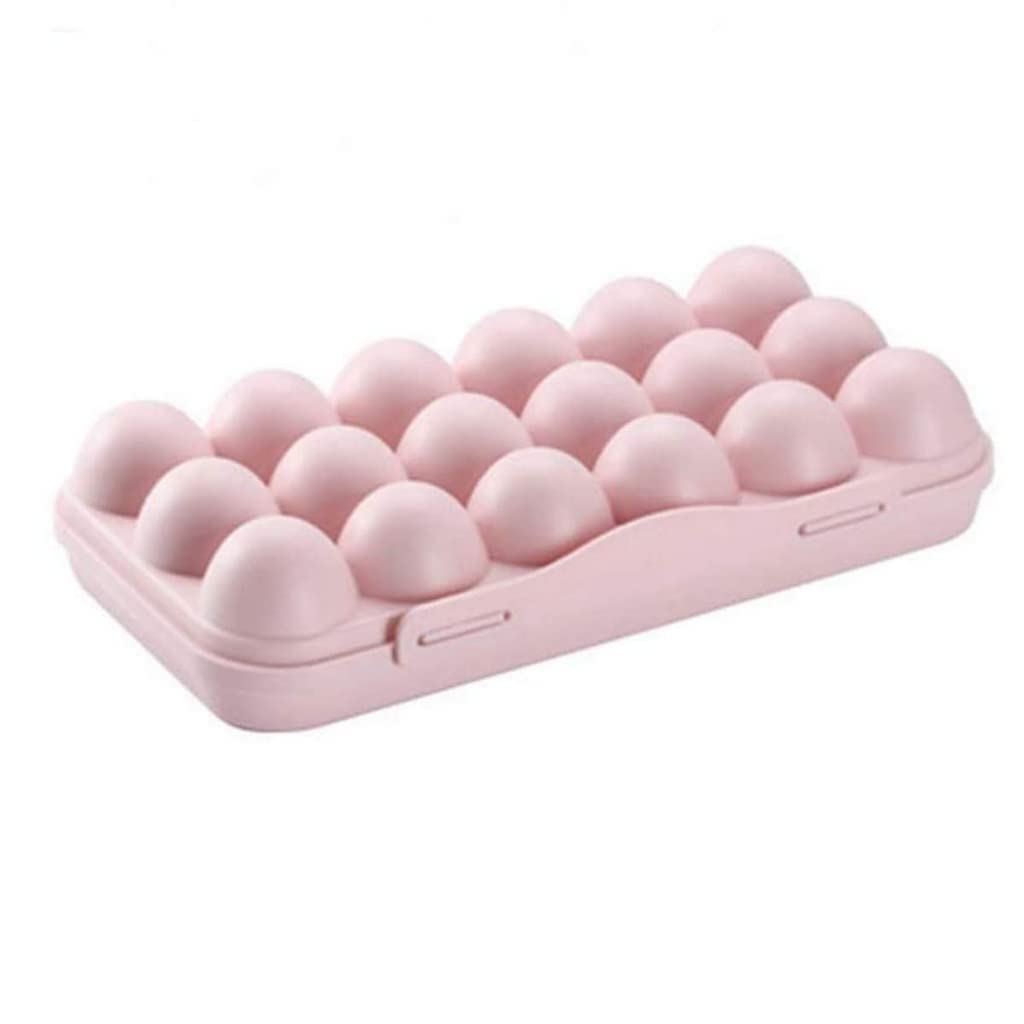 JEEJEX 18-Grid Plastic Egg Storage Container - Stackable Refrigerator Egg Tray for Kitchen Organization - Perfect for Fridge Storage, Farm Fresh Eggs & Space-Saving Kitchen Solutions