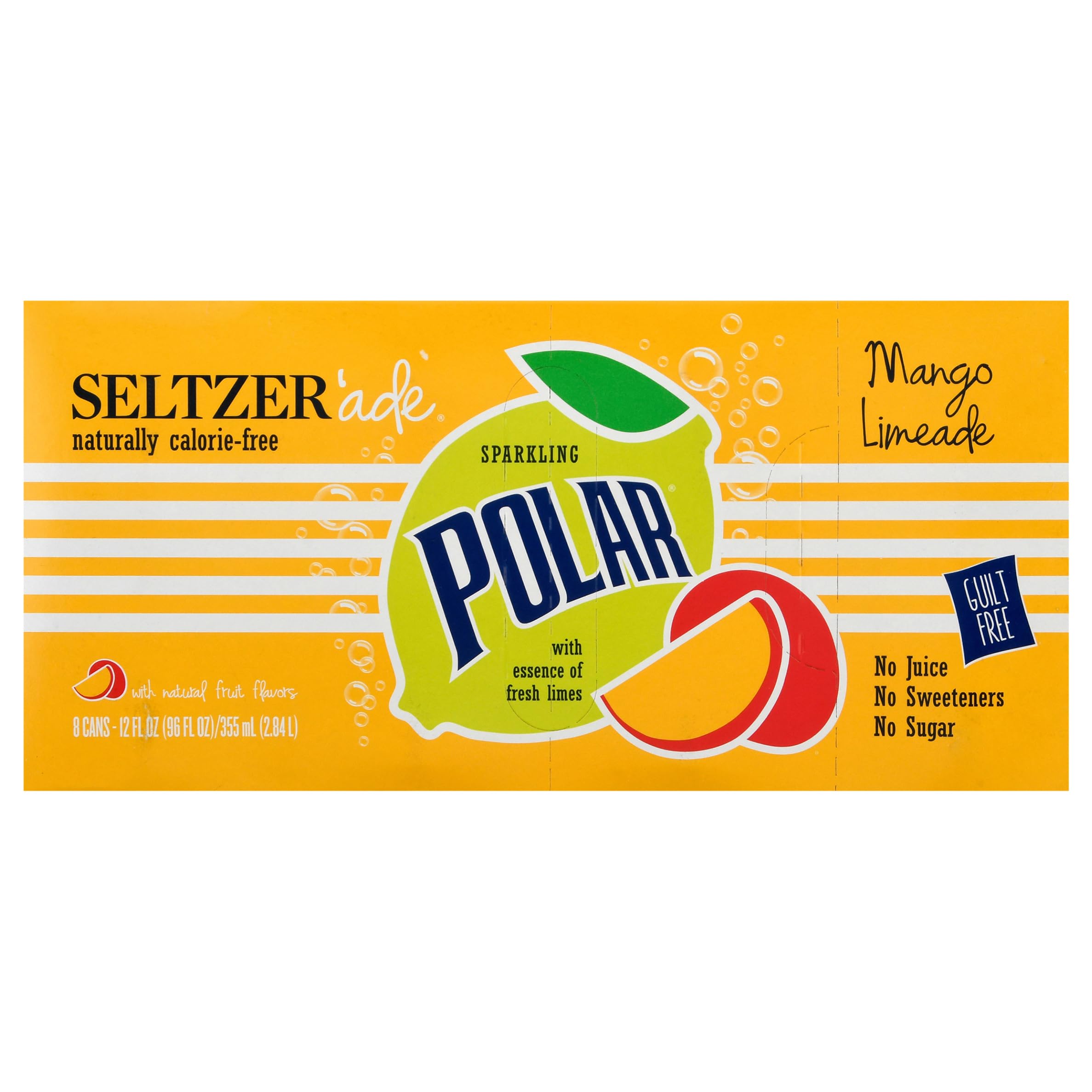 Refreshing Polar Seltzer Mango Lemonade - 12 Fl Oz Cans (8-Pack) | Crisp & Fizzy Sparkling Water | Perfect for Summer BBQs, Pool Parties & Healthy Hydration