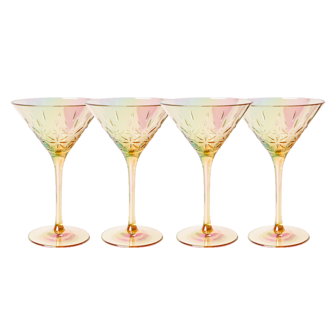 Classic Gold Martini Glasses Set of 4 - 8 Oz Cocktail Glasses for Martinis, Margaritas & Wine - Perfect for Parties, Weddings & Home Bar
