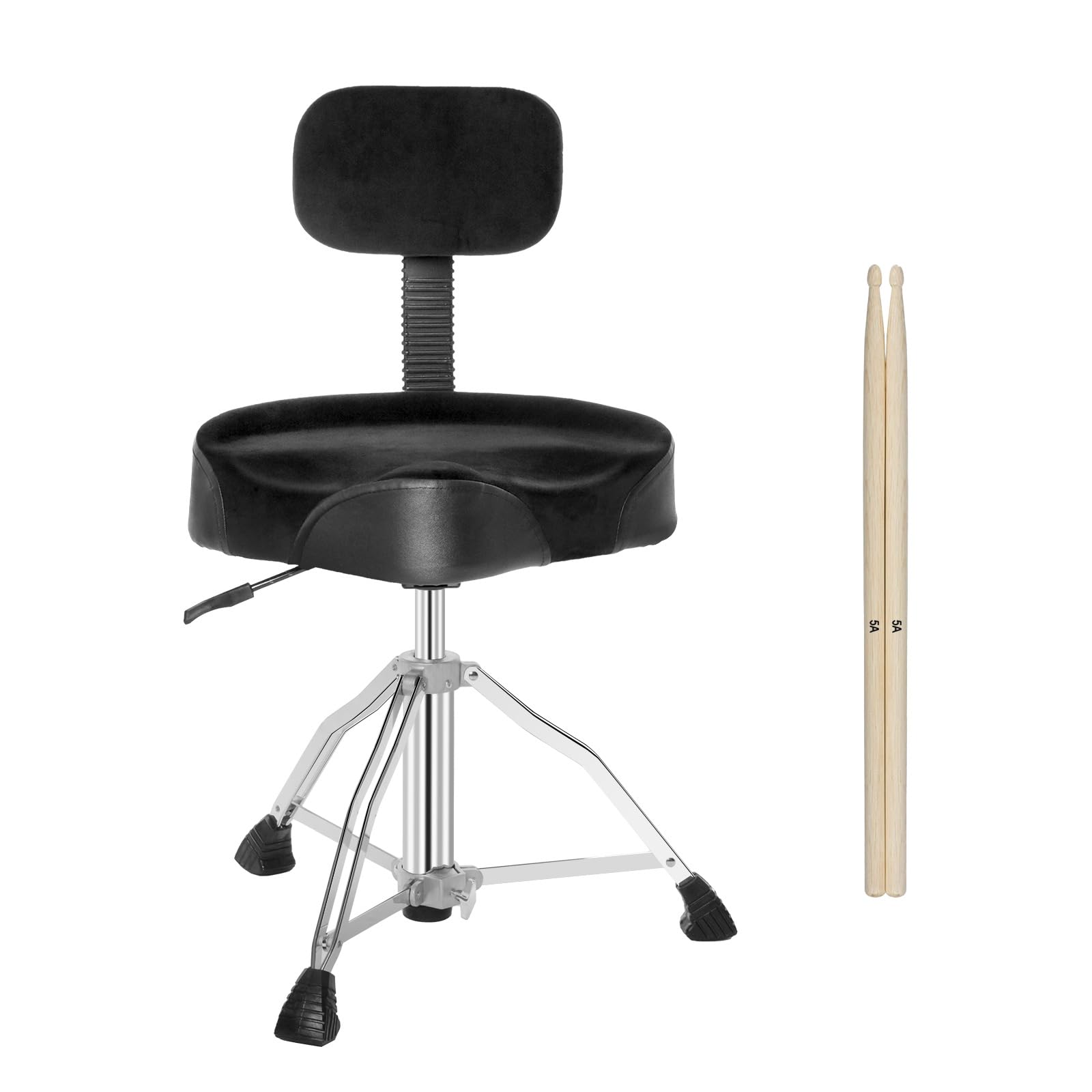 Heavy Duty Drum Throne with Backrest - Rotatable Airlift Drum Stool Seat, Square Style Drum Chair for Adult Drummers (Black) | Perfect for Drum Practice, Live Performances & Studio Recording Sessions