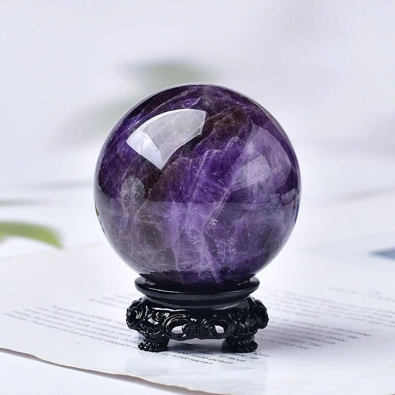 Amethyst Mini Magic Ball - Natural Healing Crystal for Meditation, Stress Relief & Positive Energy - Perfect for Home Decor, Yoga & Spiritual Gifts
