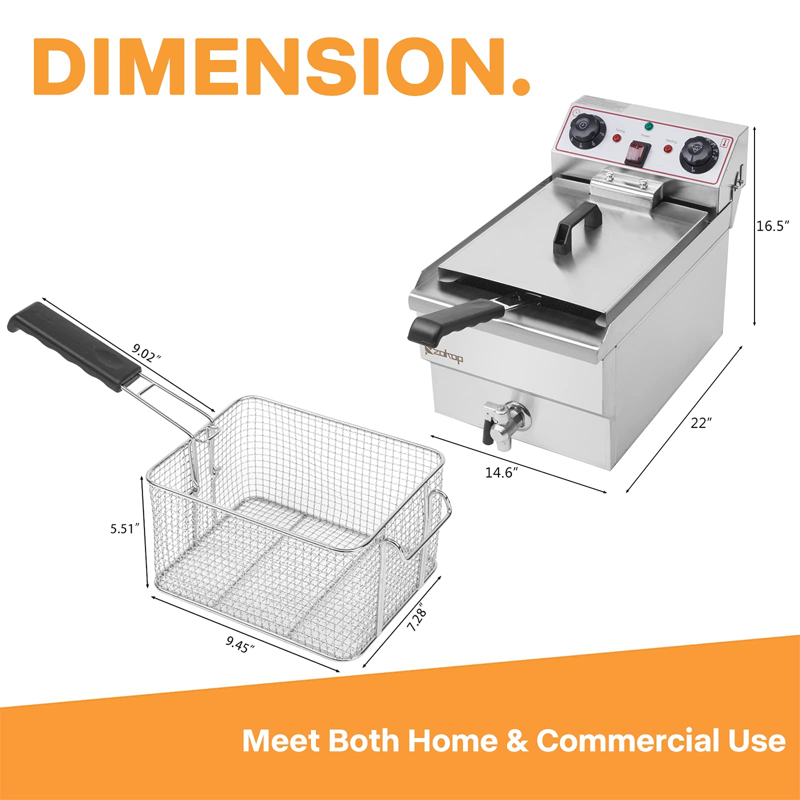8.5QT Stainless Steel Electric Deep Fryer with Timer & Oil Filtration - Perfect for Turkey, French Fries, Donuts - Ideal for Home Kitchens & Restaurants
