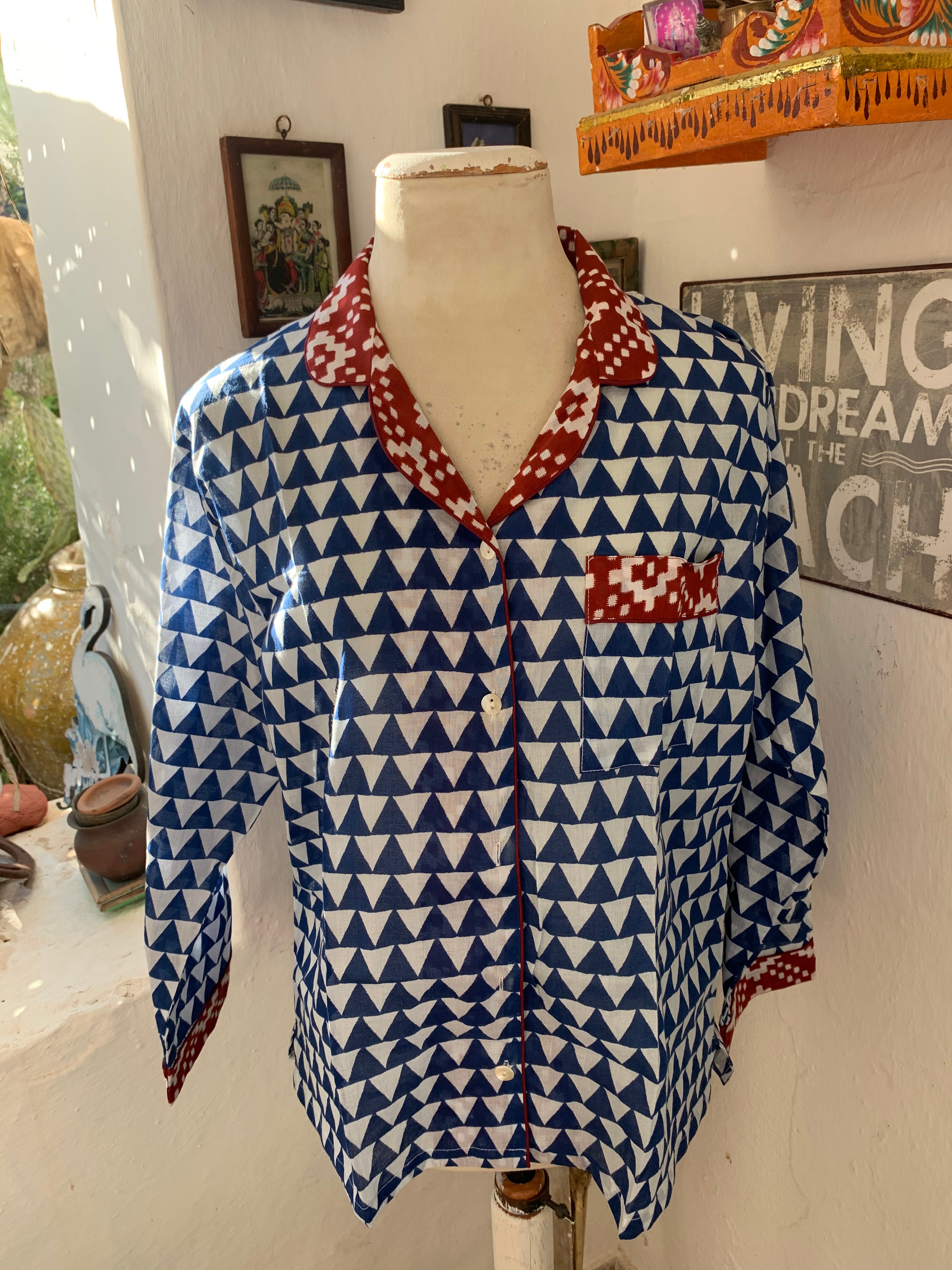 Hand Block Print Cotton Pyjamas - Soft & Cozy Lounge Wear for Women & Men - Perfect for Sleepwear, Relaxing at Home & Comfortable Nightwear