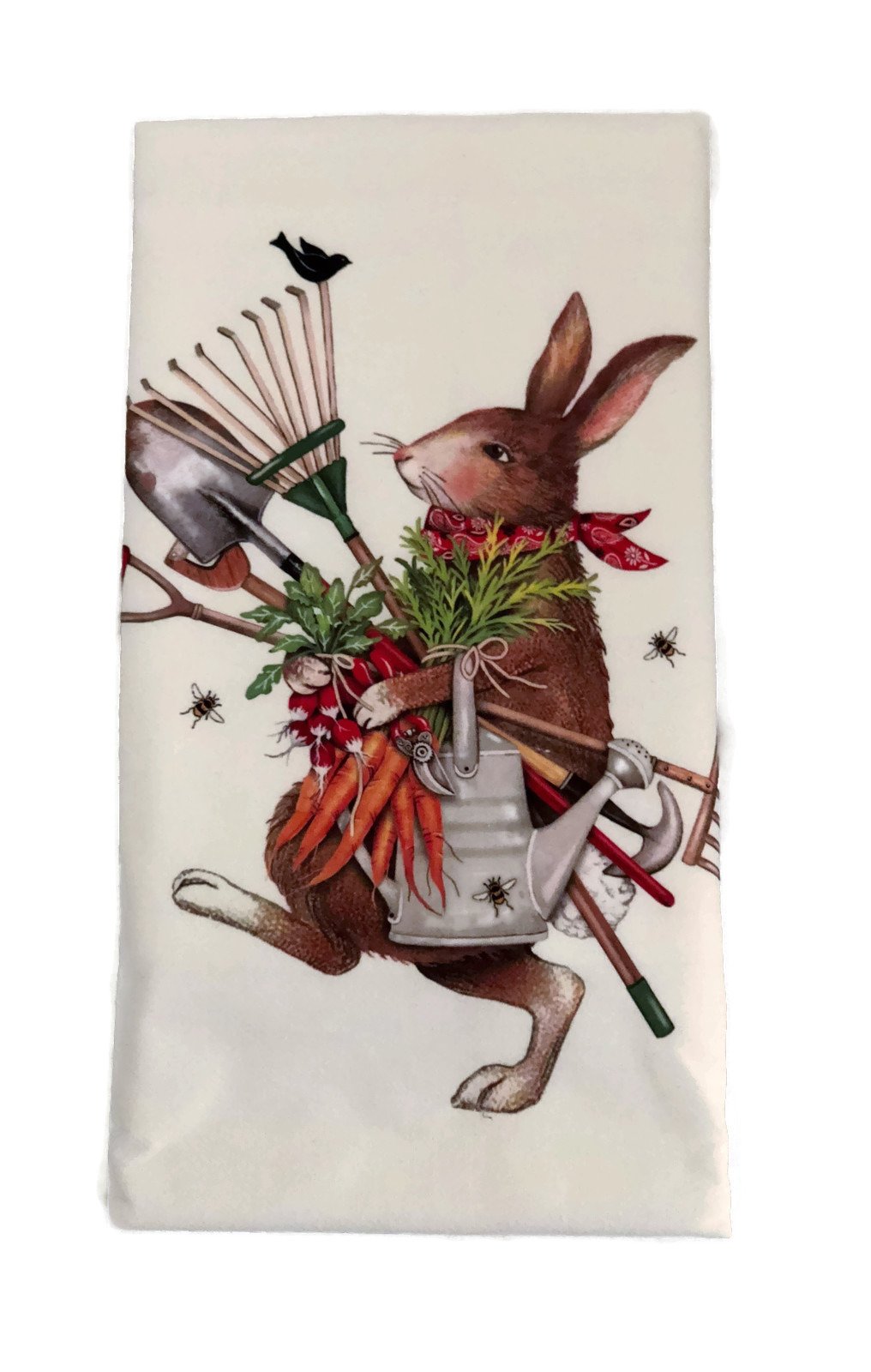 Mary Lake Thompson Flour Sack Towel - Premium Cotton Kitchen Towel with Cute Rabbit & Garden Tools Design | Perfect for Baking, Cooking, and Farmhouse Decor