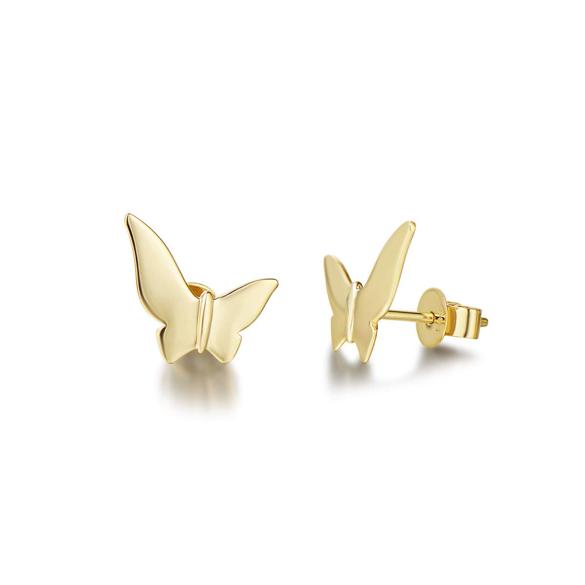 14K Solid Real Yellow Gold Flying Butterfly Pendant Necklace & Earrings Set for Women - Elegant Jewelry Gift for Birthday, Anniversary & Valentine's Day - Perfect for Parties, Weddings & Special Occasions