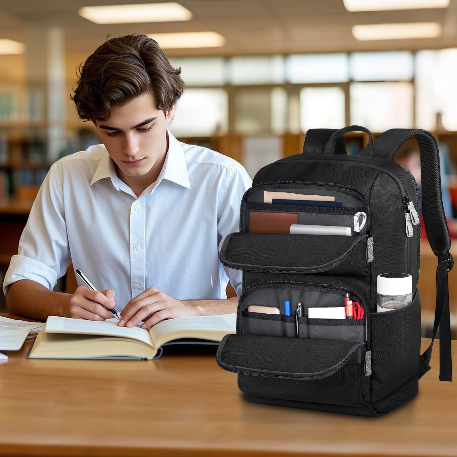 **Matein Lightweight Travel Laptop Backpack for Men & Women – 16 Inch Water-Resistant Slim College Backpack – Large Office Commuter Daypack for Work, School & Travel – Black**    *Perfect for business trips, daily commutes, and campus life – stylish and functional for professionals and students.*