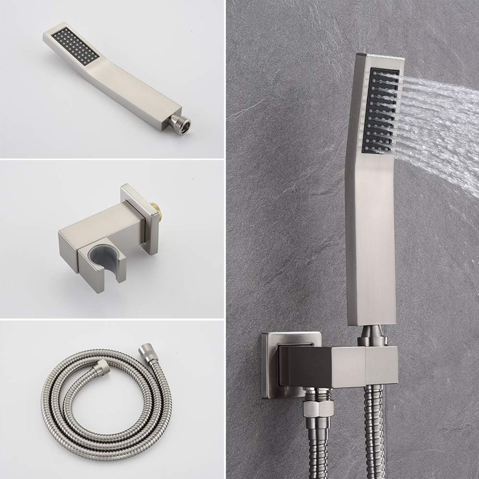 12 Inch Rain Shower System with Body Jets - Powerful Rainfall Shower Head & Handheld Spray - Brushed Nickel Concealed Shower Faucet Set - Perfect for Spa-Like Bathroom Experience & Luxury Home Renovation