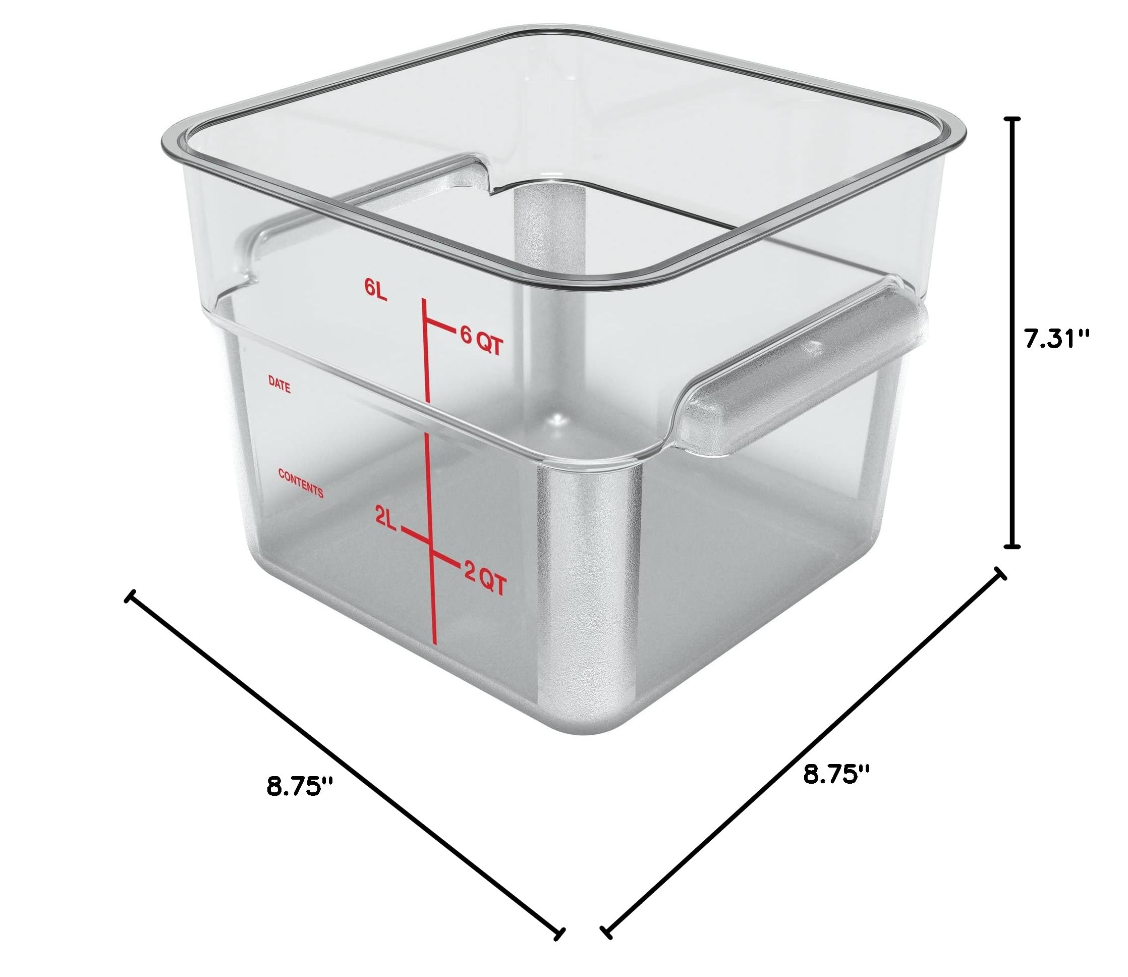 Carlisle 6-Quart Clear Polycarbonate (PC) Square Food Storage Container - Stackable Design for Catering, Buffets & Restaurants | Ideal for Meal Prep, Leftovers & Commercial Kitchen Storage