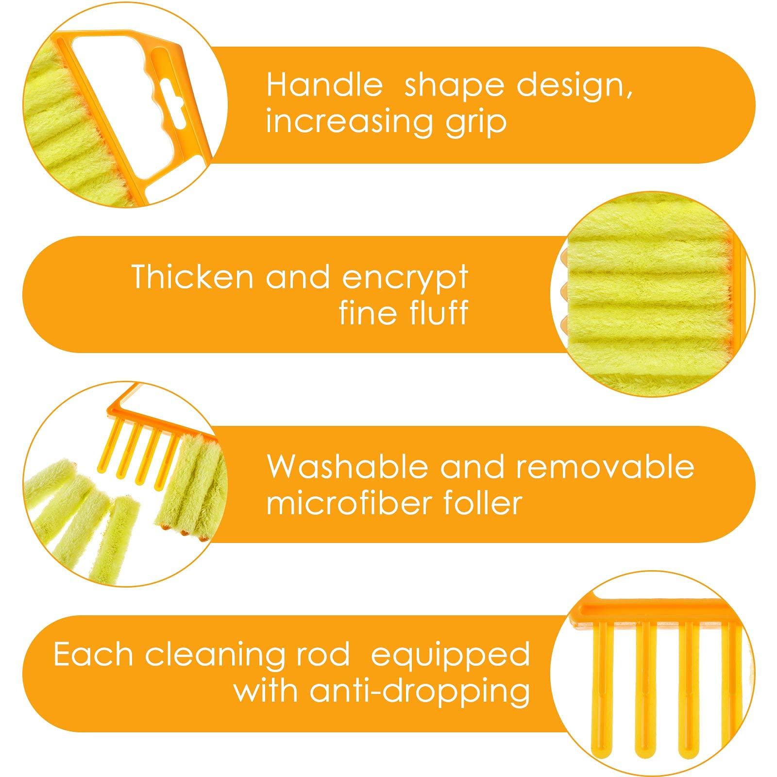 Geiserailie 2 Pack Washable Microfiber Blind Cleaner Duster - 7 Finger Dusting Tool for Windows, Venetian Blinds, Air Conditioners & Wood Blinds | Reusable Handheld Brush for Dust & Dirt Removal (2 Colors) - Perfect for Home, Office & Car Cleaning