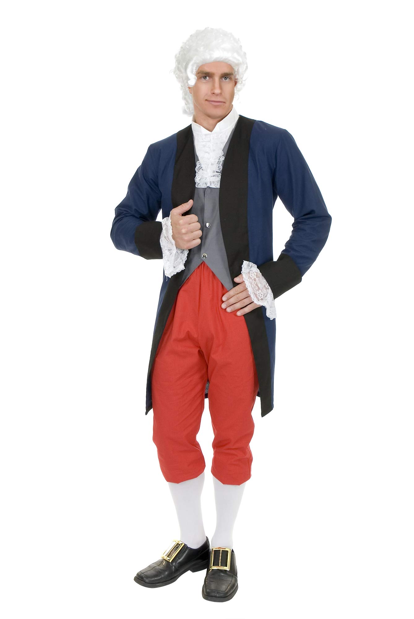 Benjamin Franklin Costume for Men - Colonial Era Outfit with Vest & Breeches - Perfect for Halloween, Cosplay, and Historical Reenactments