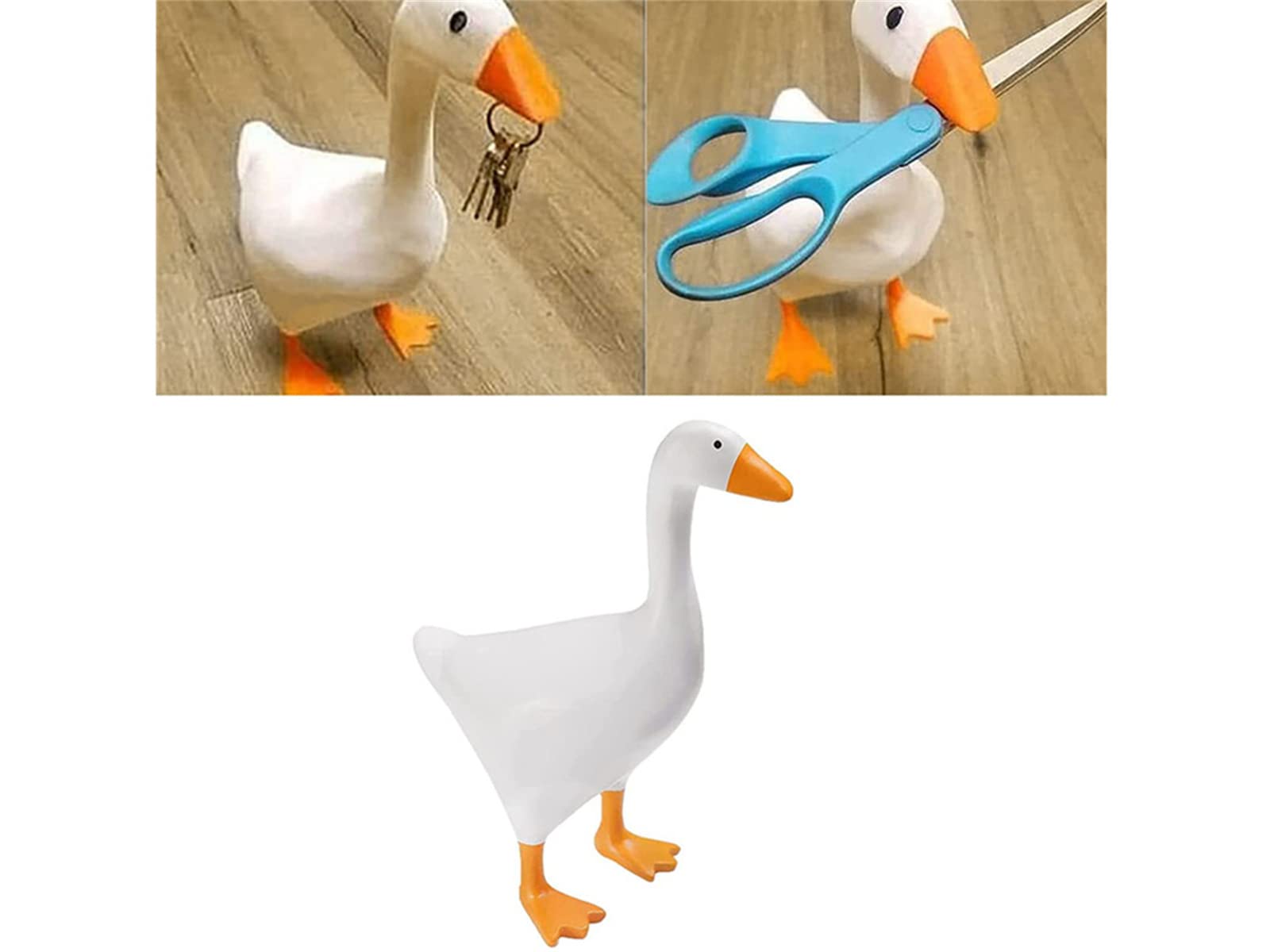 3D Printed Magnetic Goose Key Holder - Resin Goose Statue & Magnetic Tool Organizer - Home & Office Decoration for Glasses, Keys, Bells (Yellow) - Perfect for Kitchen, Entryway, or Workspace Organization