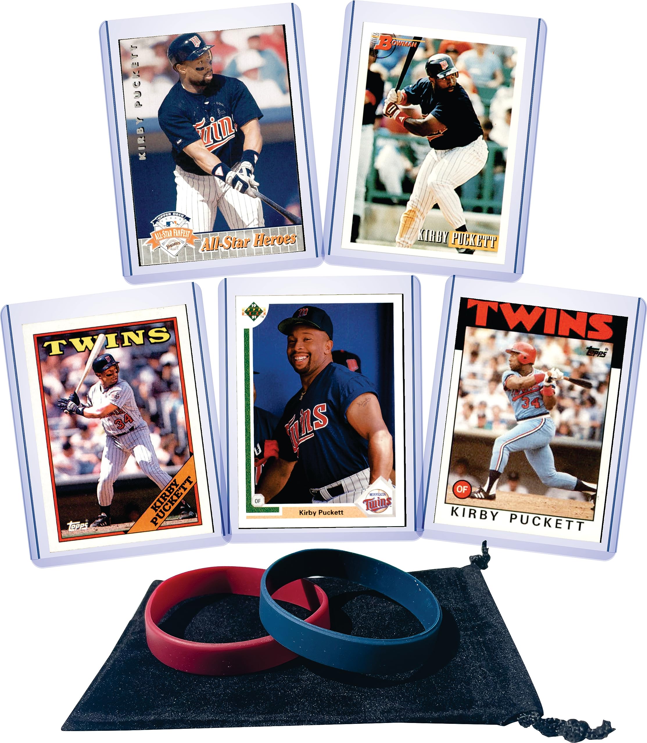 Kirby Puckett Minnesota Twins Baseball Cards (5-Pack) - Collectible Sports Memorabilia for Fans & Gift Giving - Perfect for Display, Trading, and Baseball Enthusiasts