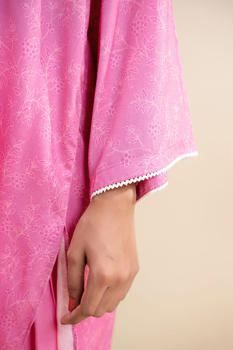 Elegant Misty Pink 2-Piece Printed Linen Suit for Women - Summer Casual Outfit, Beach Wedding & Vacation Wear
