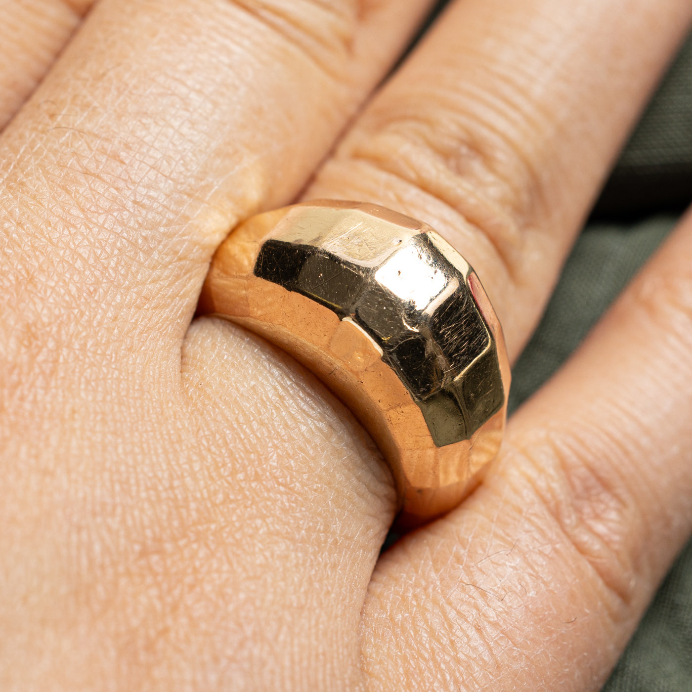 16K Yellow Gold Geometric Dome Ring for Women - Size 7.5 - Elegant Minimalist Jewelry for Everyday Wear, Gift Giving & Special Occasions