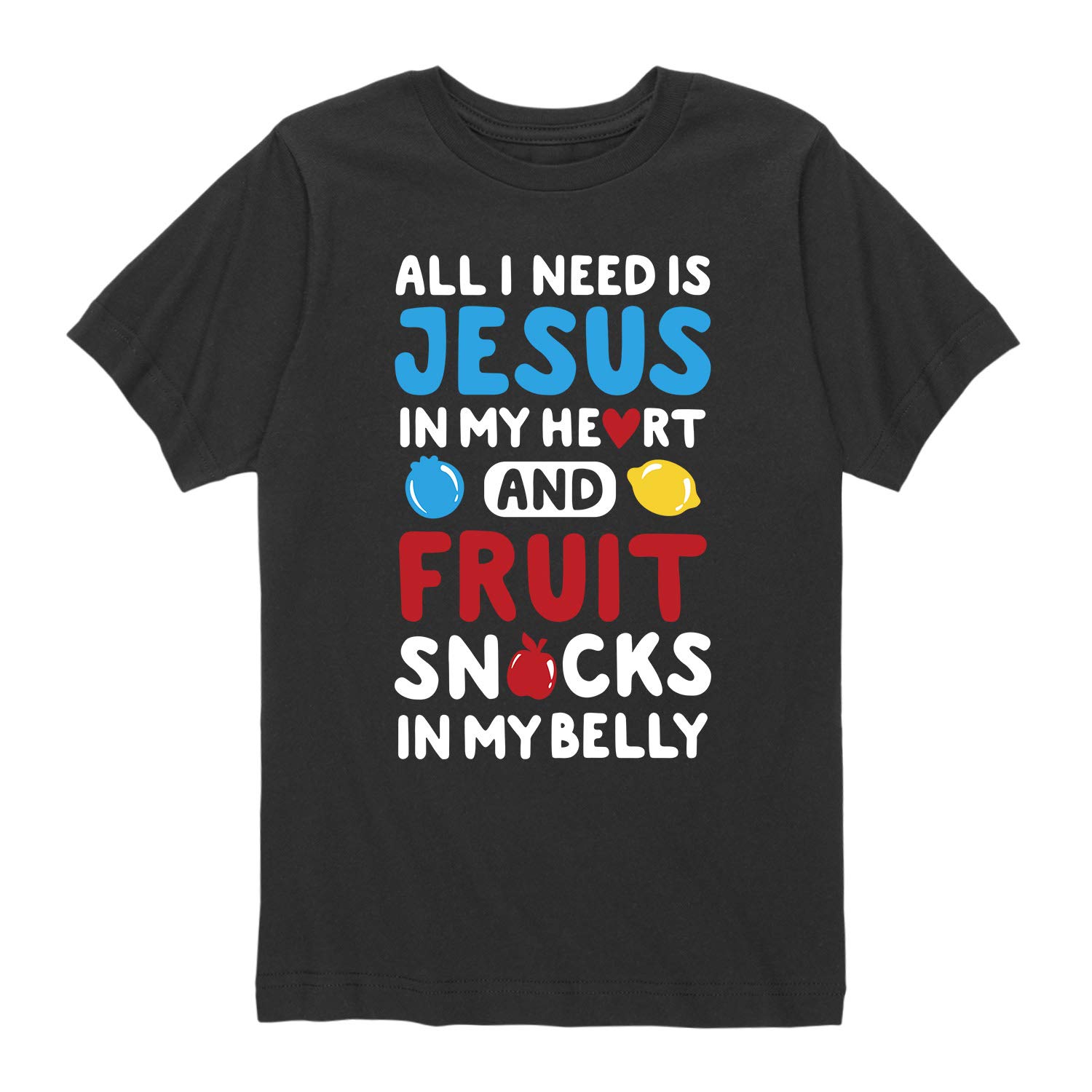 Jesus Fruit Snacks Toddler Short Sleeve T-Shirt - Christian Baby Clothes for Church & Sunday School - Soft Cotton Kids Tee for Boys & Girls