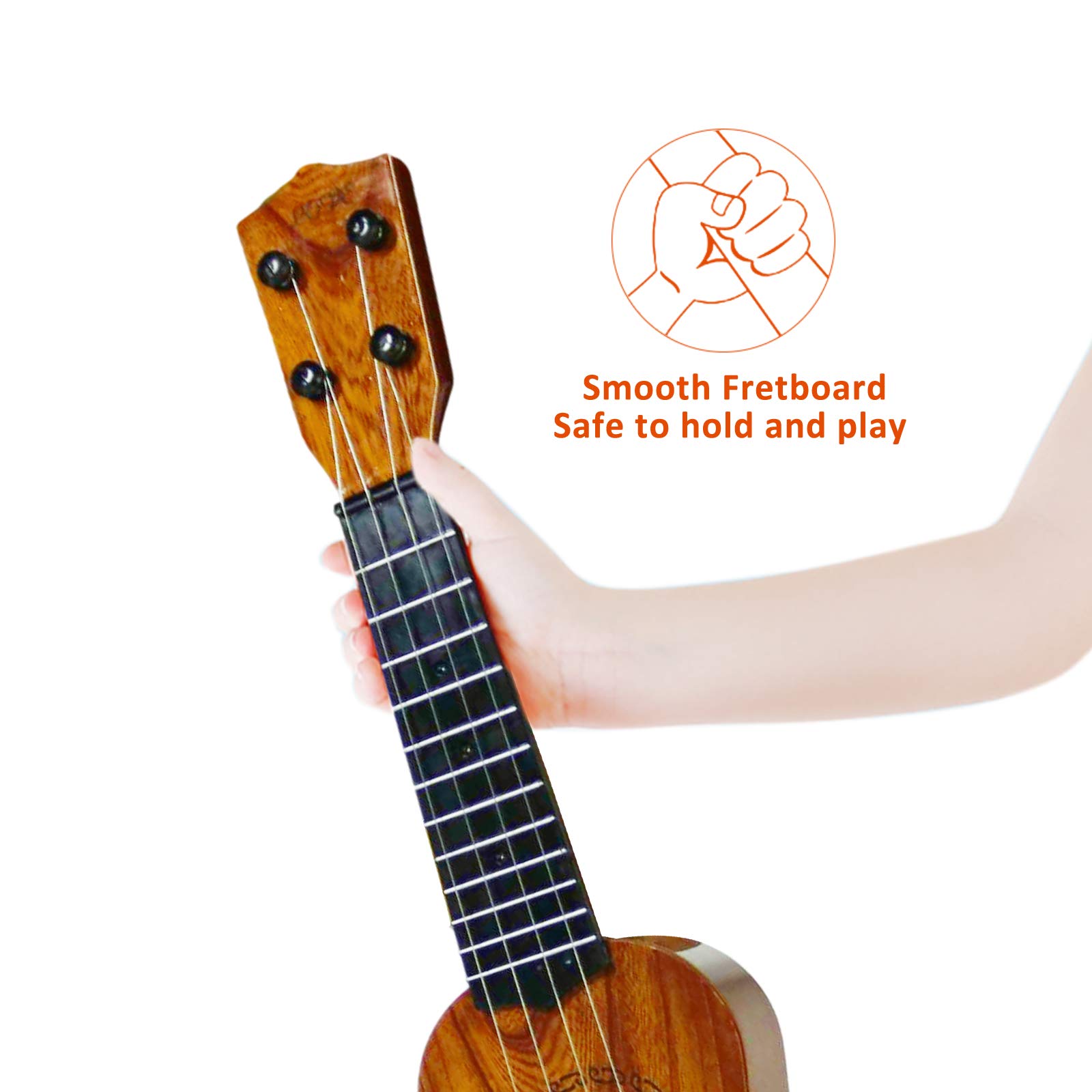 **17 Inch Kids Ukulele Guitar Toy with 4 Steel Strings & Pick - Wooden Musical Instrument for Preschool Children Ages 3-6 | Early Learning Educational Gift for Toddlers | Perfect for Birthday, Christmas & Music Playtime**
