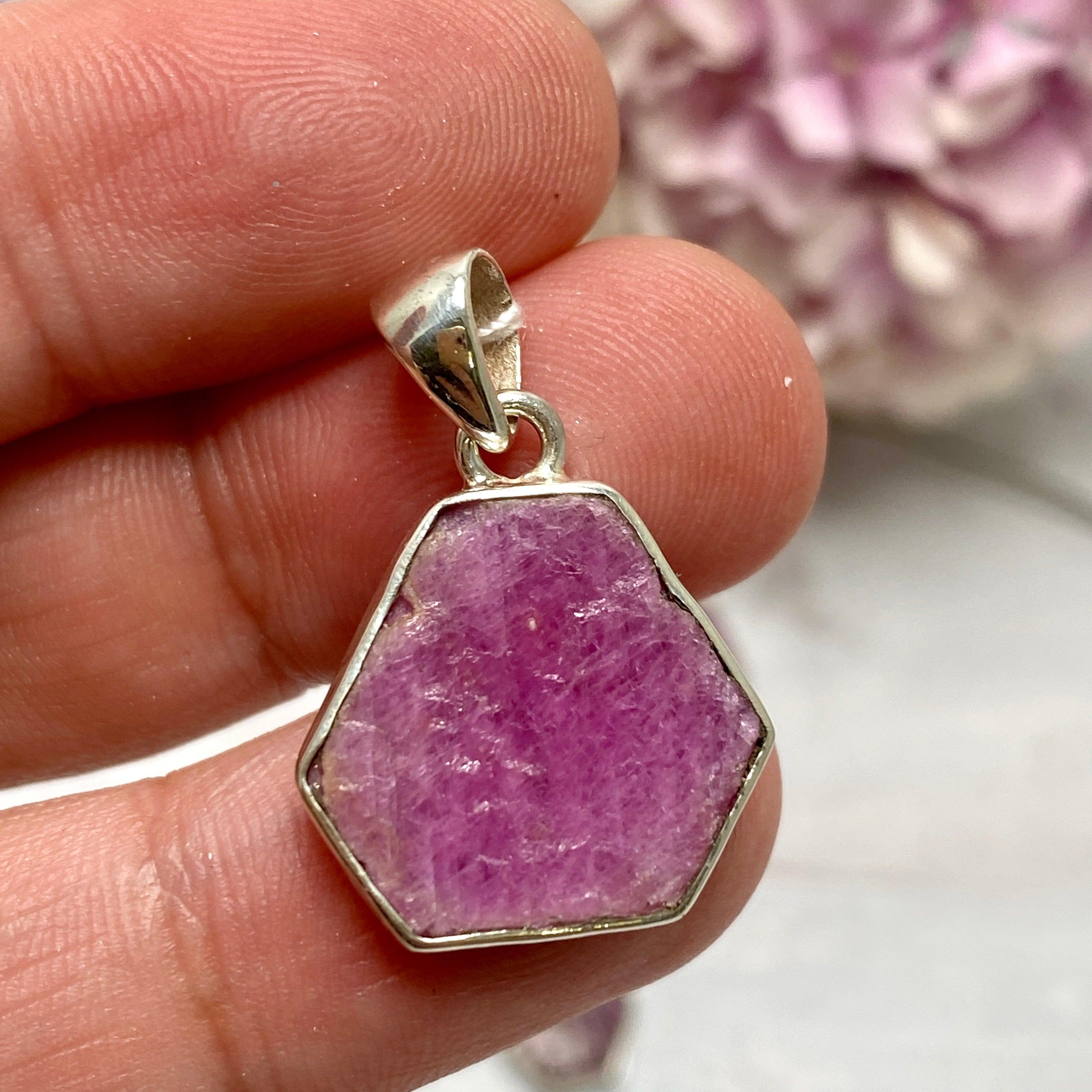 Natural Ruby Raw Hexagonal Pendant Necklace - KPGJ3341 | Handmade Boho Jewelry for Women, Gift for Her | Perfect for Meditation, Yoga & Spiritual Healing