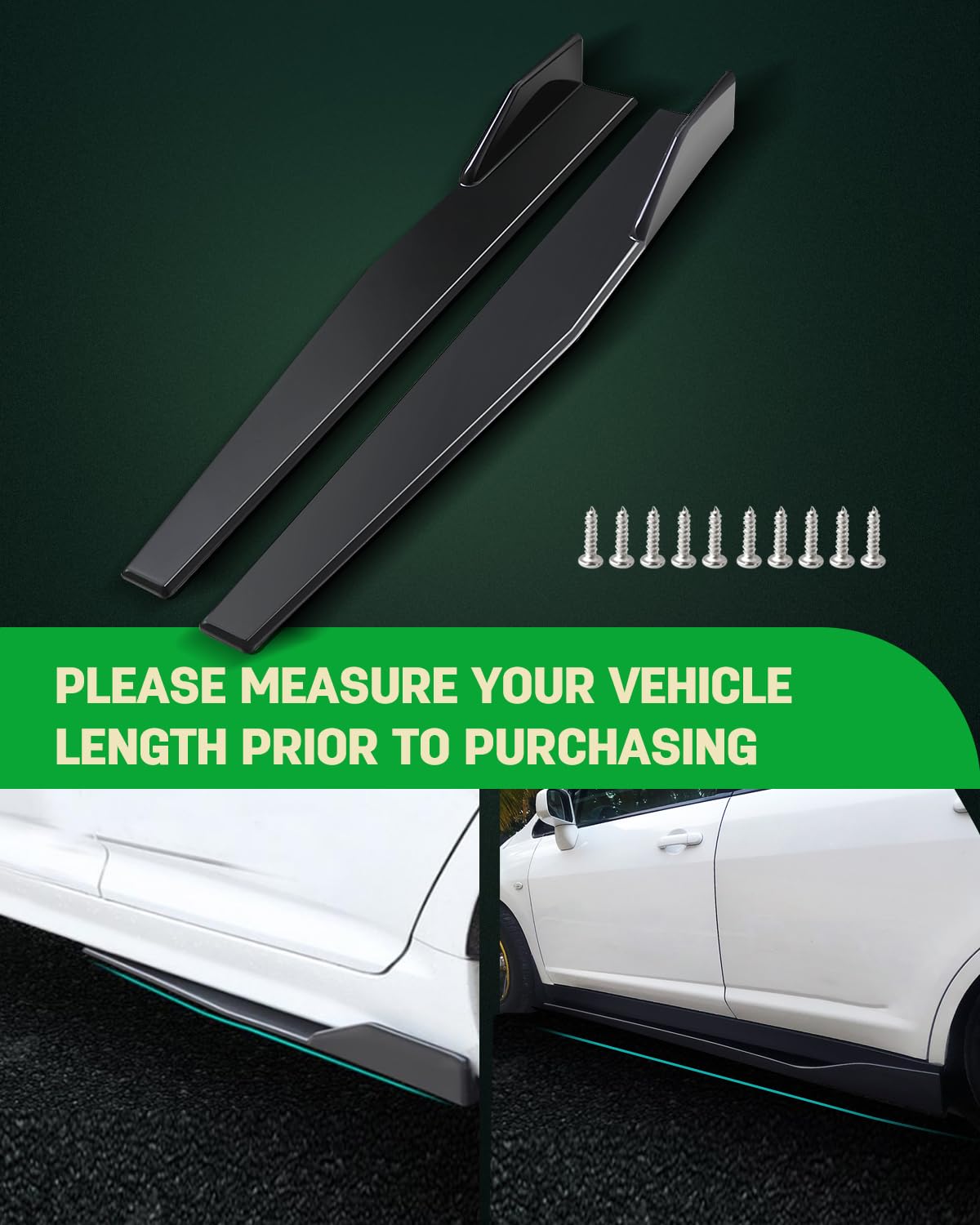 SCITOO Universal Black Side Skirt Rocker Splitters Diffuser Winglet Wind 47.24