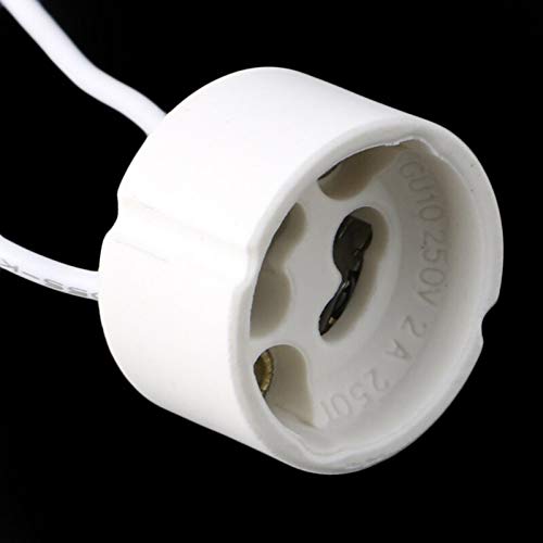 GU10 Socket LED Bulb Holder - Ceramic Lamp Base with Wire Connector for Halogen & LED Bulbs - Perfect for Home Lighting, Track Lights, and Recessed Ceiling Fixtures