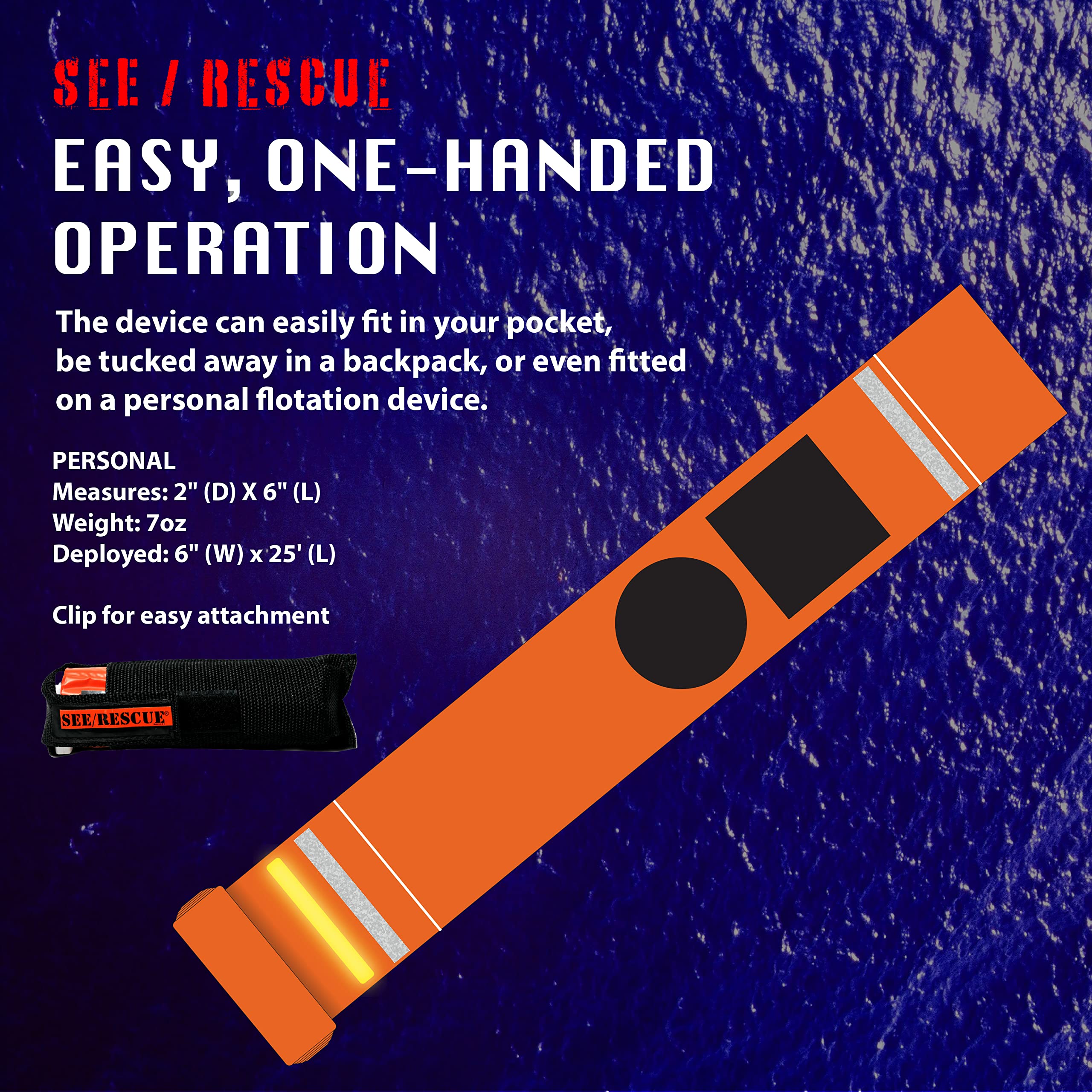 Survival Streamer Rescue Tool - Portable Emergency Signal Device for Land, Sea & Snow | High-Visibility LED Light for Day/Night Use | Perfect for Hiking, Boating, Camping & Outdoor Adventures
