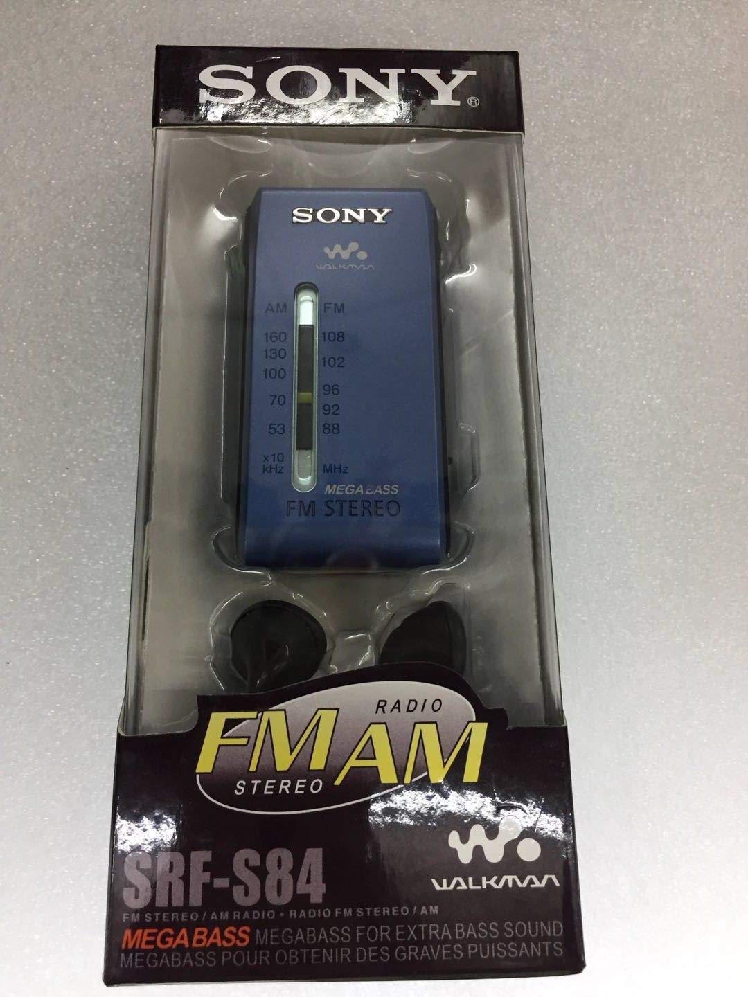 Sony SRF-S84 FM/AM Portable Walkman Radio with MDR Ear Buds - Compact & Lightweight for Travel, Sports, and Outdoor Activities (Blue)