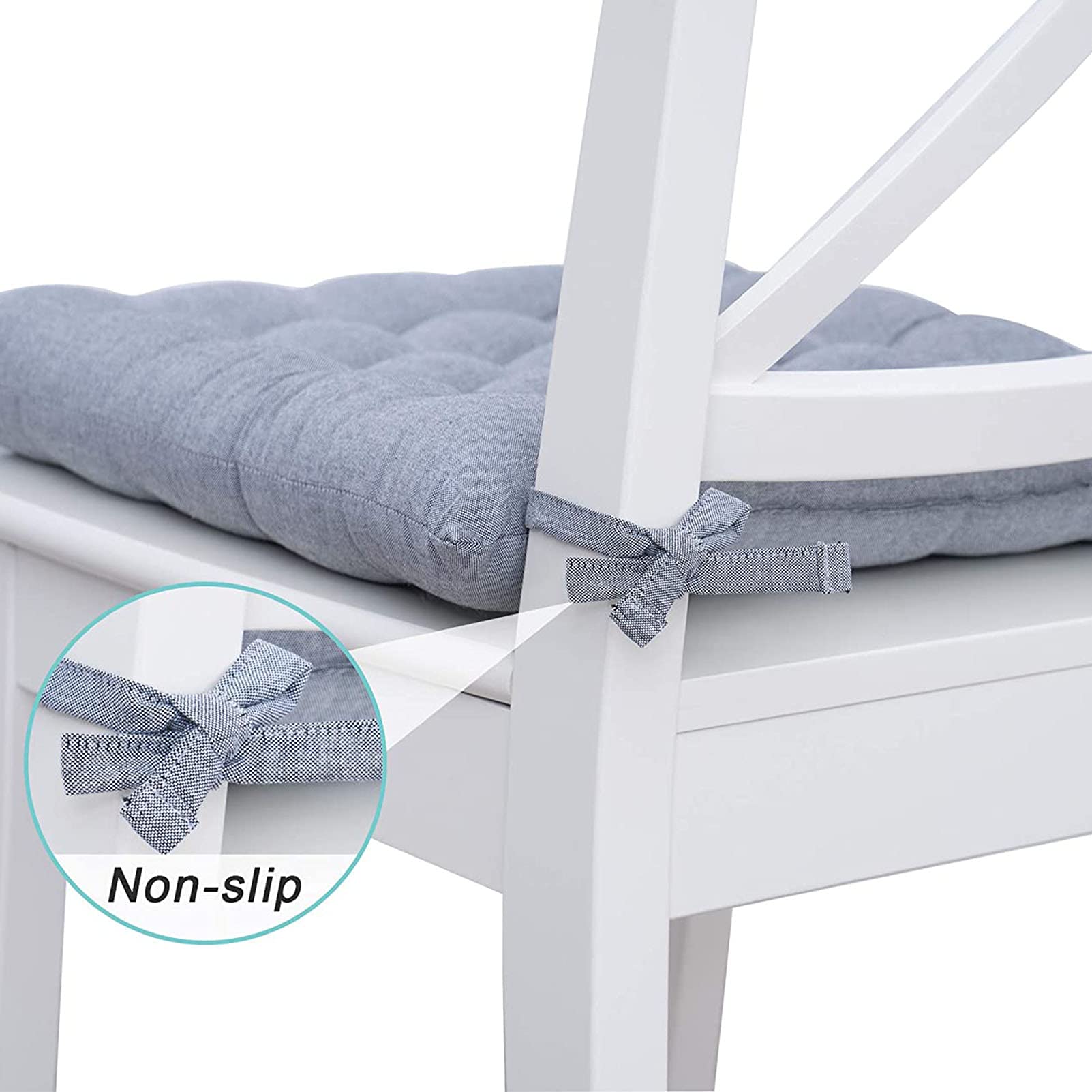 2 Pack Reversible Dining Chair Cushions with Ties - Non-Slip Kitchen Seat Pads for Indoor Use - Comfortable & Durable Chair Pads for Dining Table - Perfect for Home, Restaurant, and Office Use