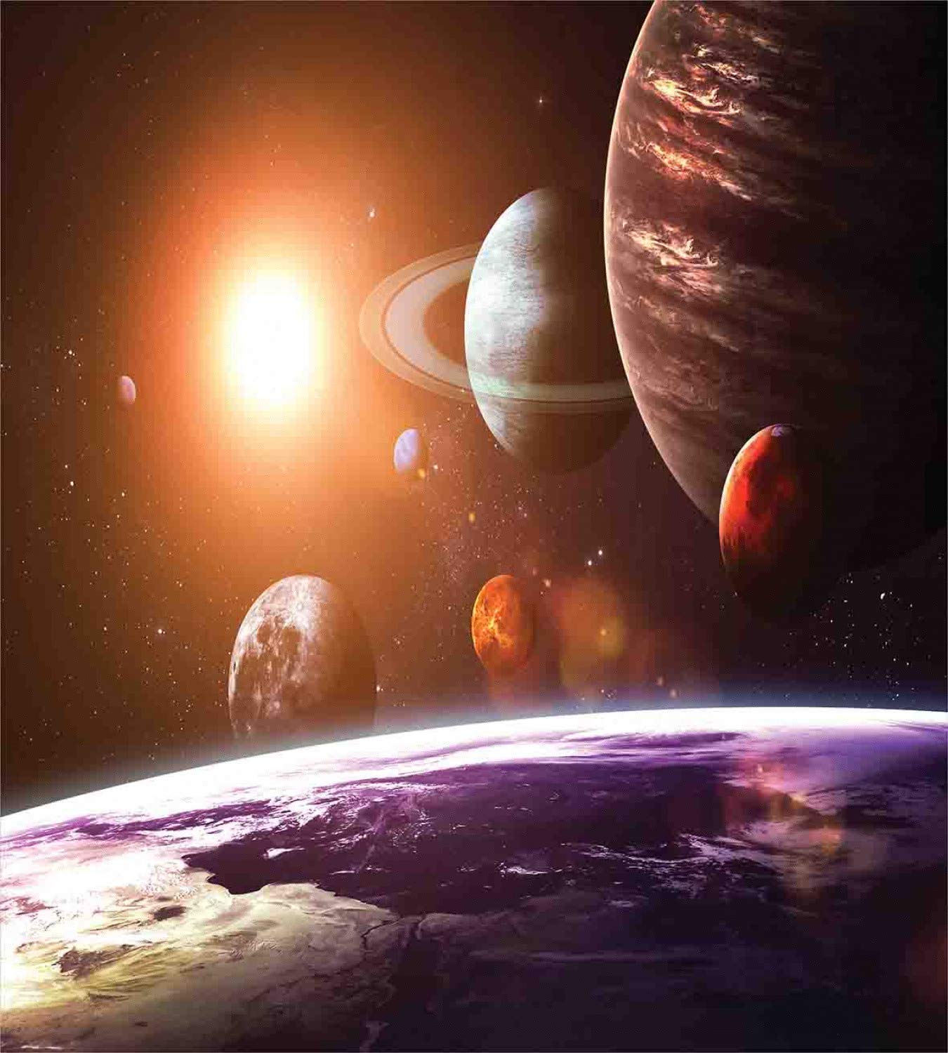Ambesonne Galaxy Duvet Cover Set - Space Themed Planets, Sun & Moon Design - 3 Piece California King Bedding Set with 2 Pillow Shams in Magenta Orange - Perfect for Astronomy Lovers & Science Themed Bedrooms