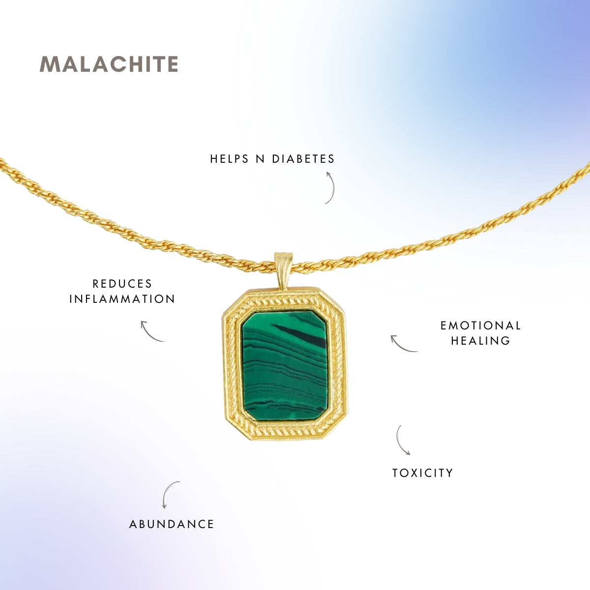 Soul Soothe Pendant Necklace with Genuine Malachite Stone for Abundance & Positive Energy - Perfect for Meditation, Yoga & Spiritual Healing Jewelry