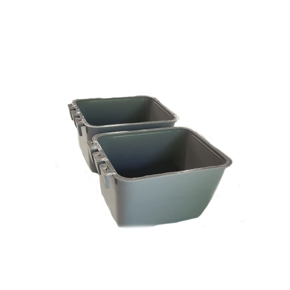 RAParts (2-Pack) Gray Hanging Cage Cups - 16 oz / 1 Pint Feed & Water Containers for Birds, Chickens, and Small Pets - Perfect for Coops, Aviaries, and Outdoor Use
