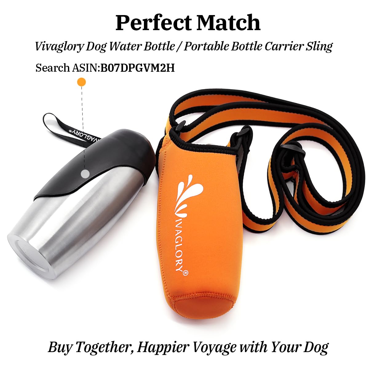 VIVAGLORY Insulated Neoprene Water Bottle Holder - Adjustable Strap for Sports & Outdoor