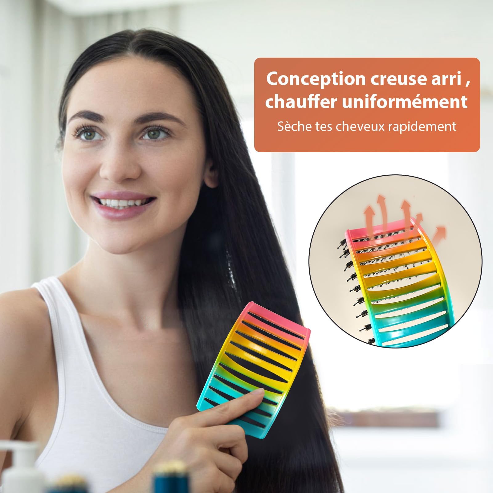 Detangling Hair Brush for Wet & Dry Hair - No Pull Professional Curved Vented Brush for Women, Men & Kids | Perfect for Daily Styling, Salon Use & Travel