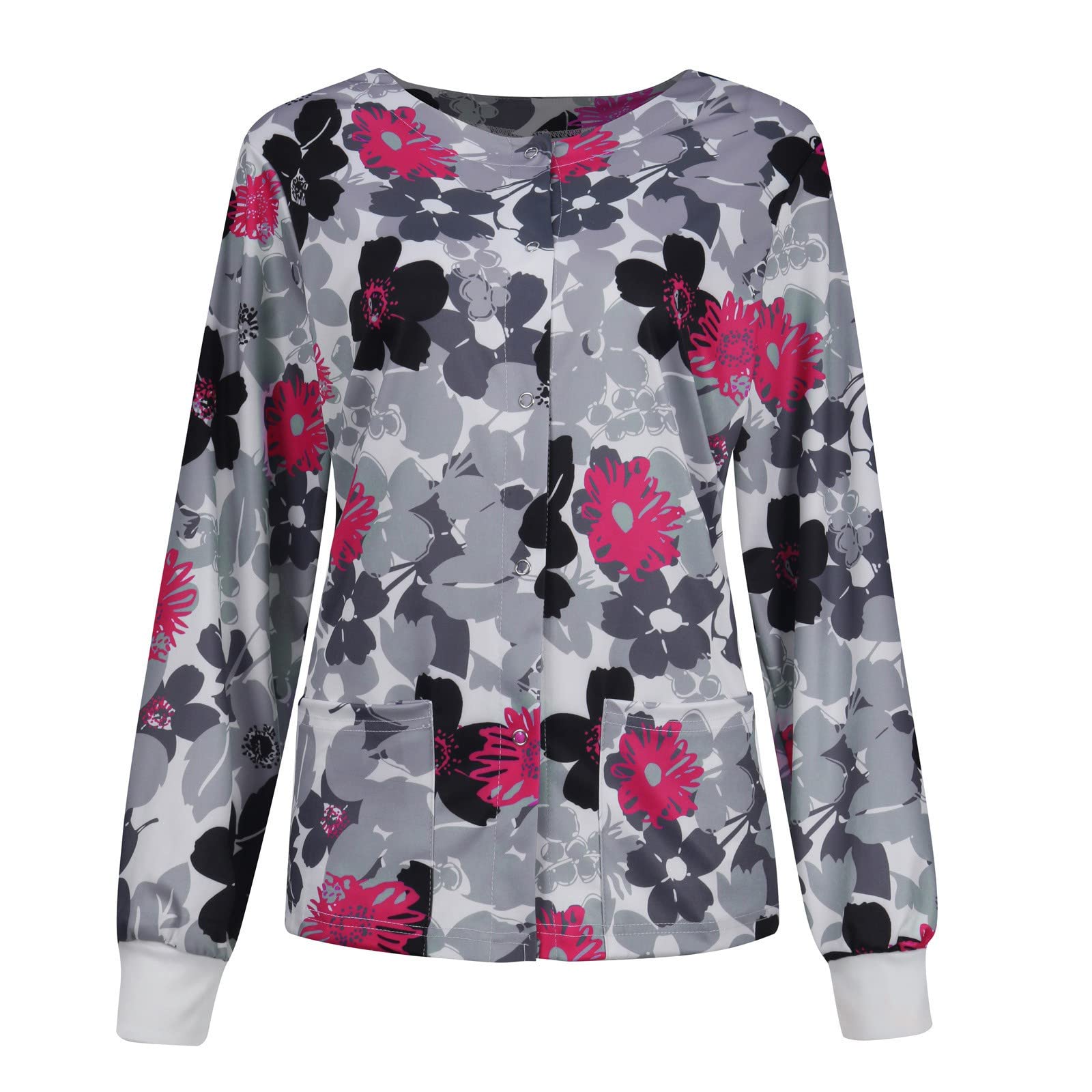 Women's Long Sleeve Casual Blouse - White Work Shirt & Crop Top for Women & Kids (Gray, XXL) | Office Wear, Layering, Everyday Fashion