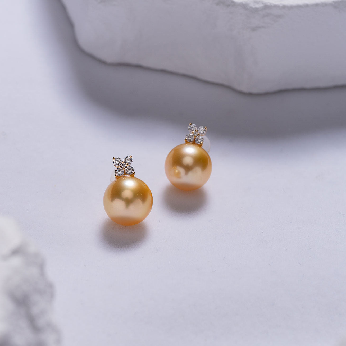 18K Solid Gold South Sea Golden Pearl Earrings KE00110 - Luxury Pearl Jewelry for Women, Elegant Gift for Weddings, Anniversaries & Special Occasions