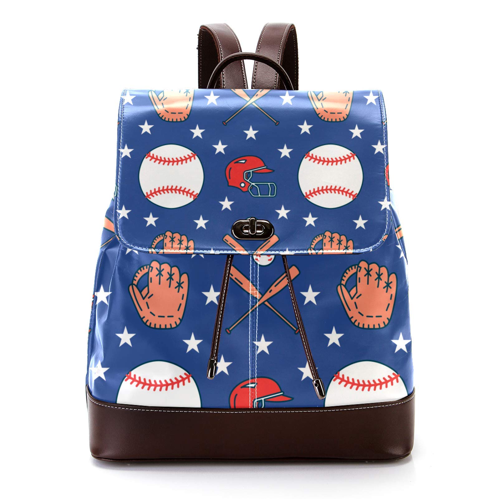 Stylish PU Leather Backpack for Men & Women - Durable Unisex Shoulder Bag for College, Travel, Business, Sports (Baseball/Softball Games) - Perfect for Work, School & Outdoor Activities - Blue