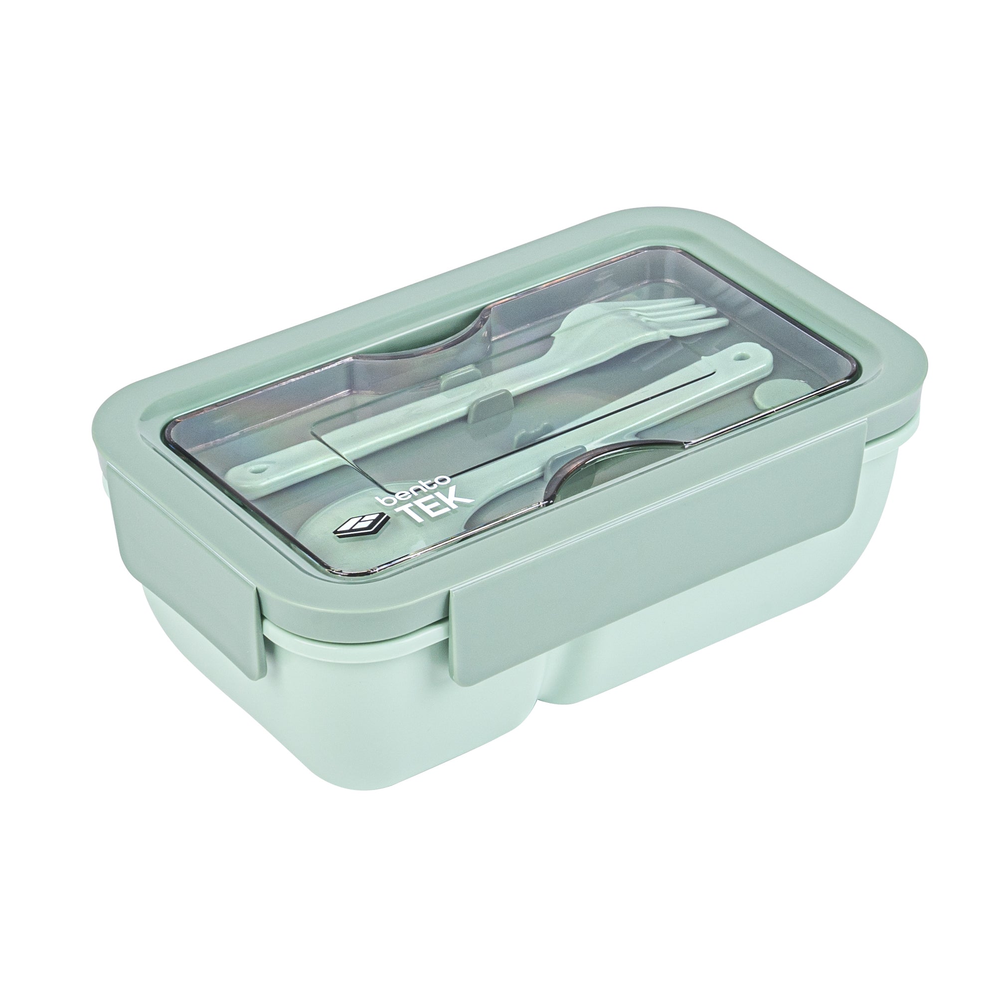 Bento Tek 29 oz Green BPA-Free Lunch Box with Fork & Spoon - Microwave Safe, Leak Proof (7.75