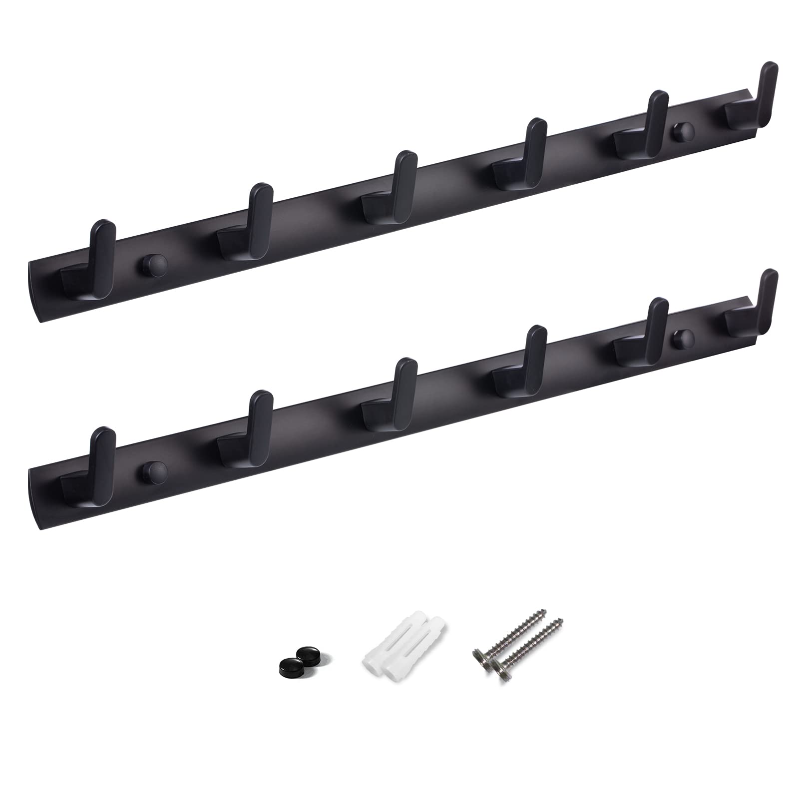 21.25-inch Black Wall Mounted Coat Rack with Hooks - Heavy Duty Bathroom Towel Hanger for Hats, Keys, Bags & Kids Accessories - Perfect for Entryway, Bedroom & Closet Organization