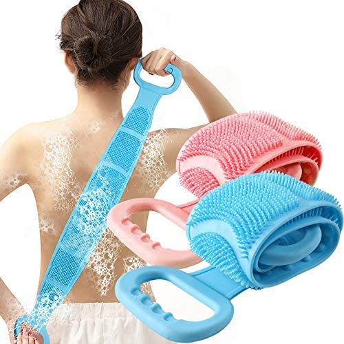 DF CREATORS Silicone Body Back Scrubber - Double Sided Exfoliating Bath Brush for Deep Skin Cleansing & Dead Skin Removal - Perfect for Shower, Spa & Sensitive Skin Care
