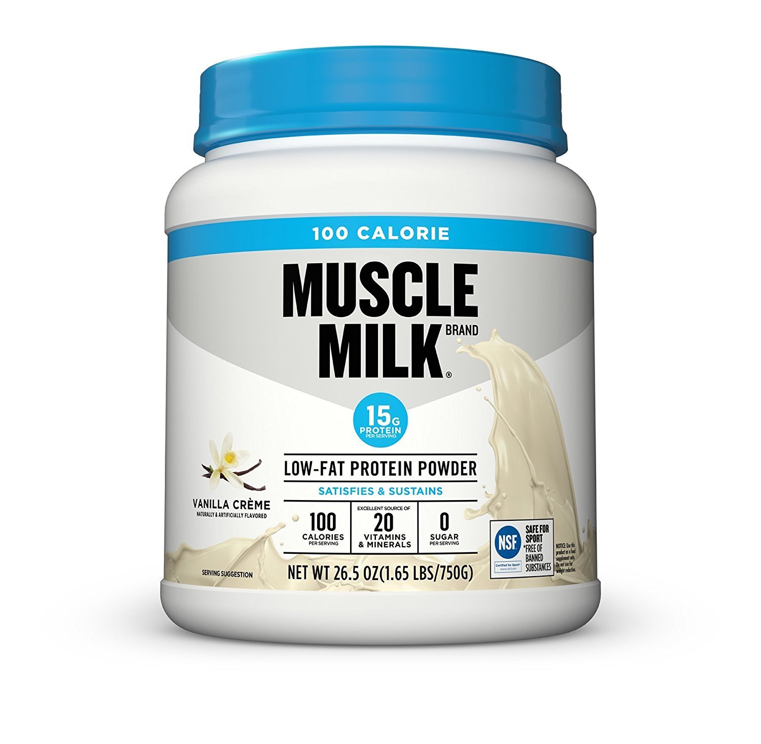Muscle Milk ZERO Vanilla Protein Powder - 15g Protein, 100 Calories per Serving, 1.65lb (25 Servings) | Post-Workout Recovery & Meal Replacement for Athletes & Fitness Enthusiasts