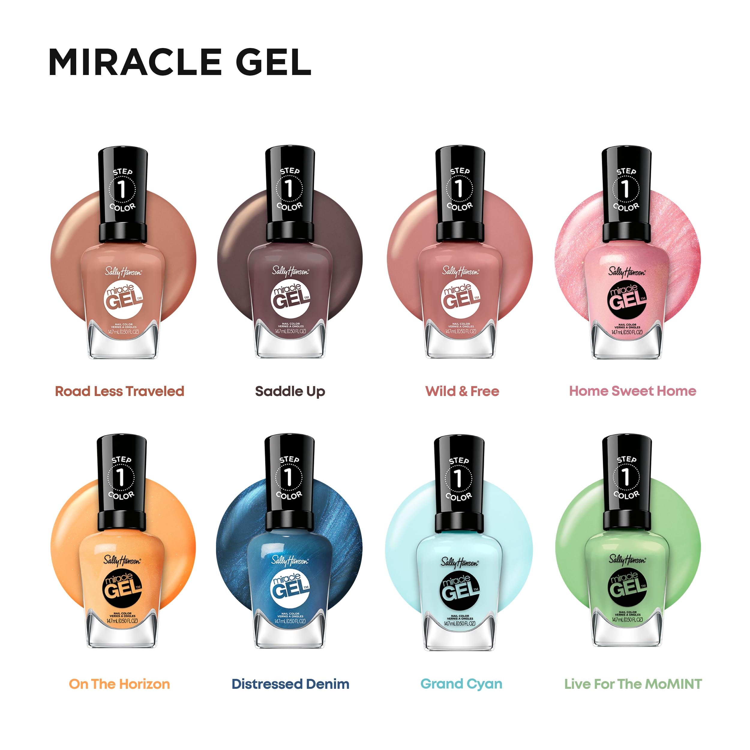 Sally Hansen Miracle Gel™ Nail Polish - Home Sweet Home Pink, Long-Lasting Gel-Like Formula, No UV Lamp Needed | Perfect for Manicures, Pedicures & At-Home Nail Care
