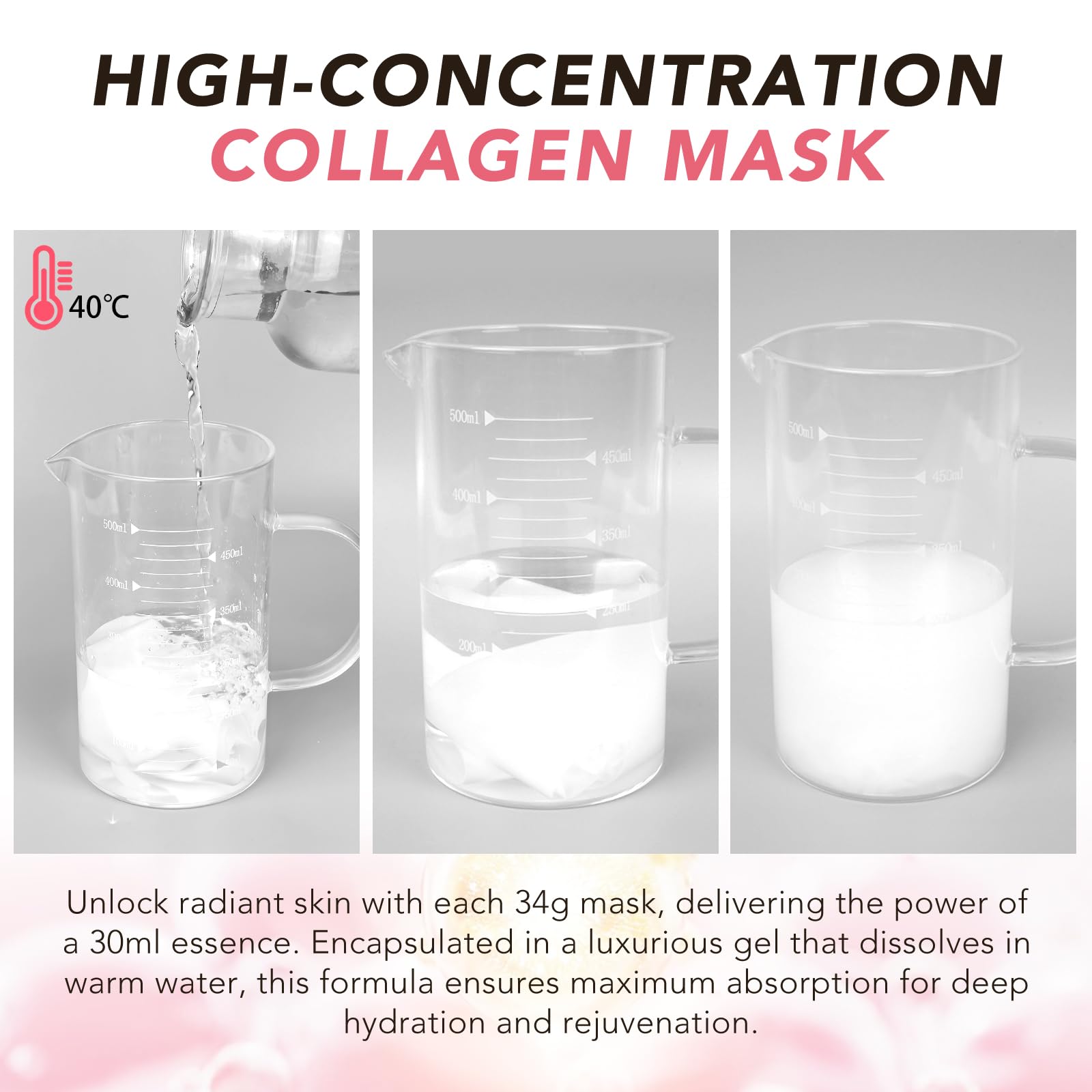 Collagen Face Mask - Deep Anti-Wrinkle & Lifting Treatment for Overnight Use (4 Pack) | Hydrating Skincare for Nighttime Routine & Spa Days