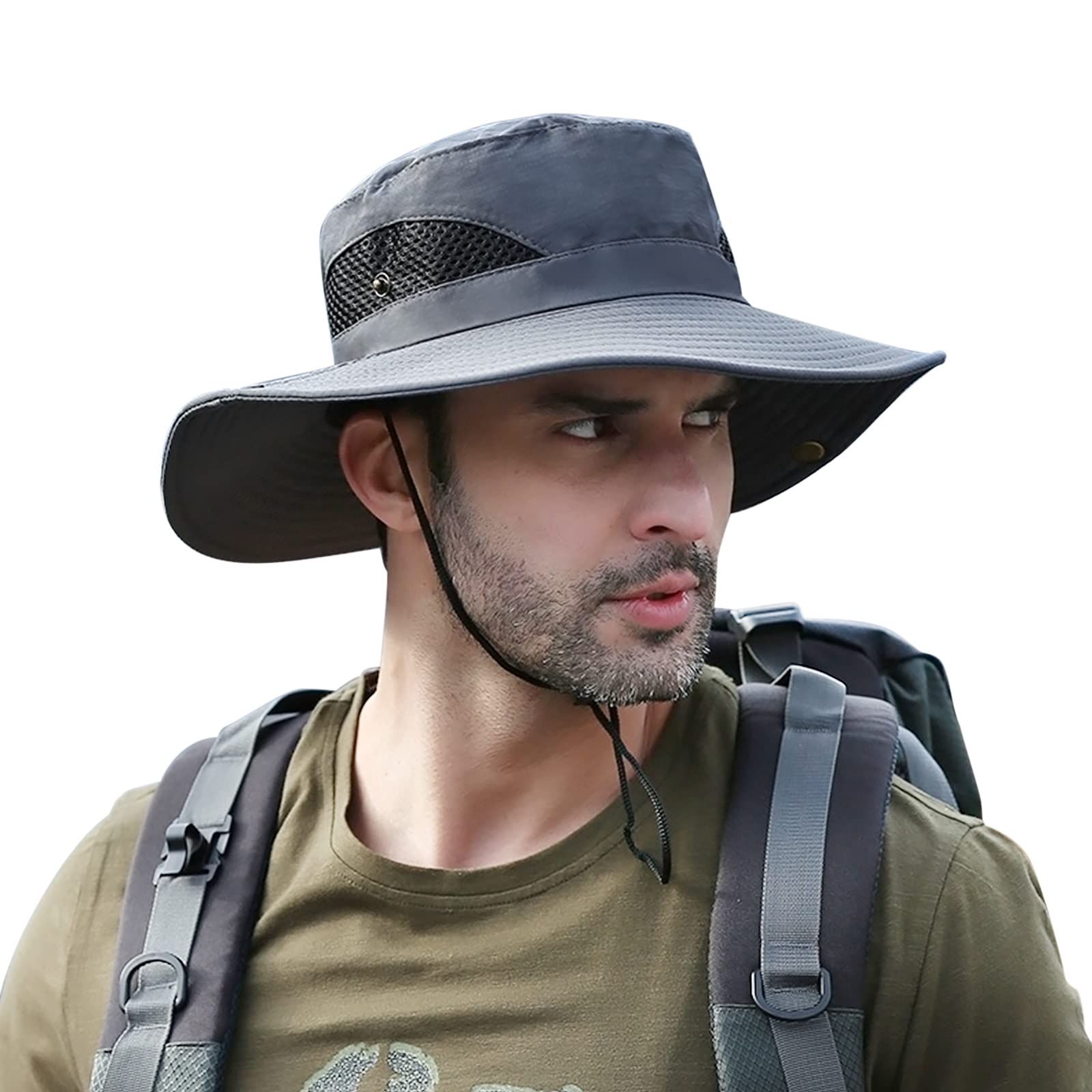 DORRISO Men's Wide Brim Sun Hat with UPF 50+ UV Protection - Lightweight Summer Beach Hat, Cowboy Hat for Fishing, Hiking, Gardening & Outdoor Activities