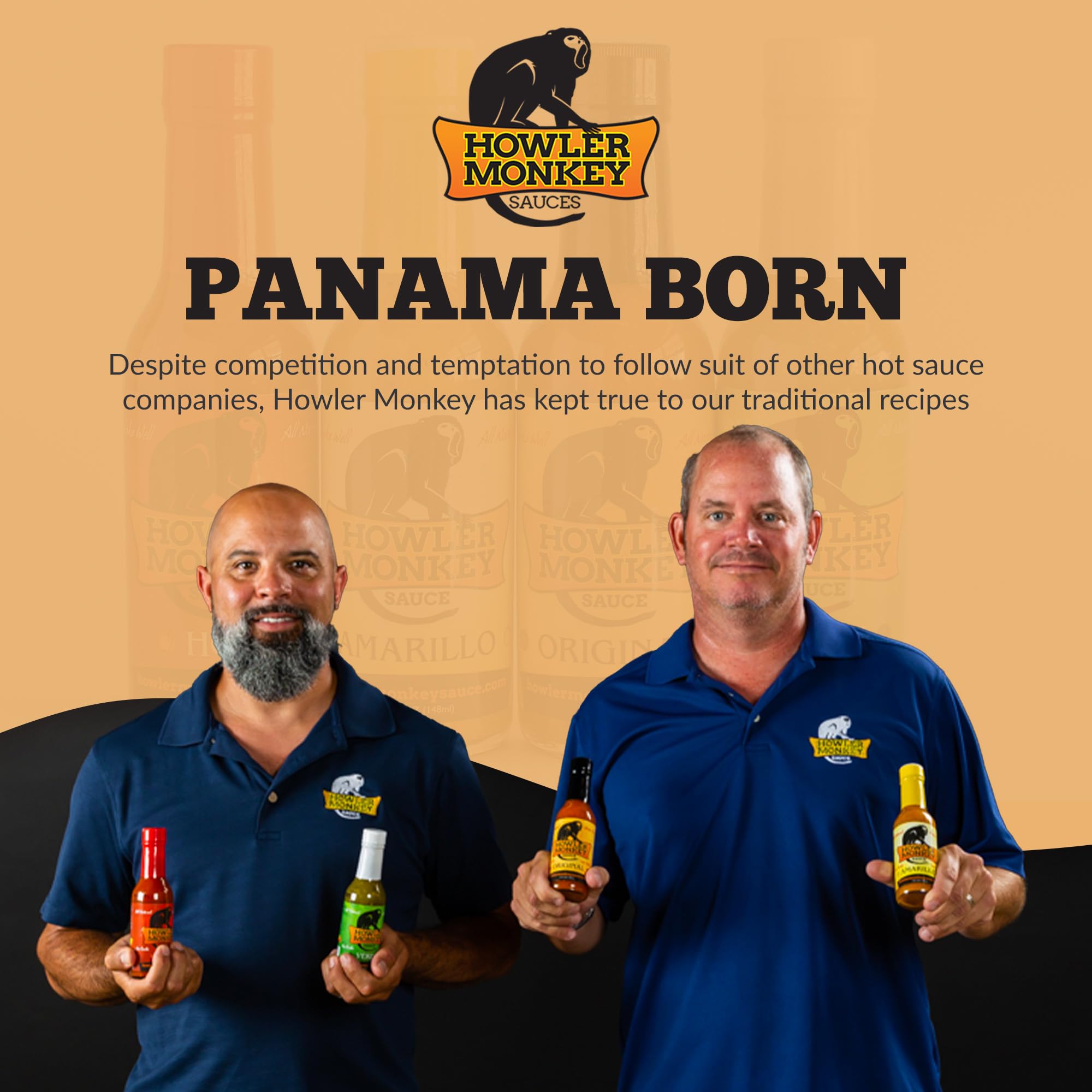 Howler Monkey Hot Sauce Variety Pack - Original, Amarillo, Verde & Spicy Flavors - Authentic Panamanian Aji Chombo Sauce - Gluten-Free, Vegan - 5 oz Bottles (4-Pack) - Perfect for Tacos, Wings, BBQ & Cooking